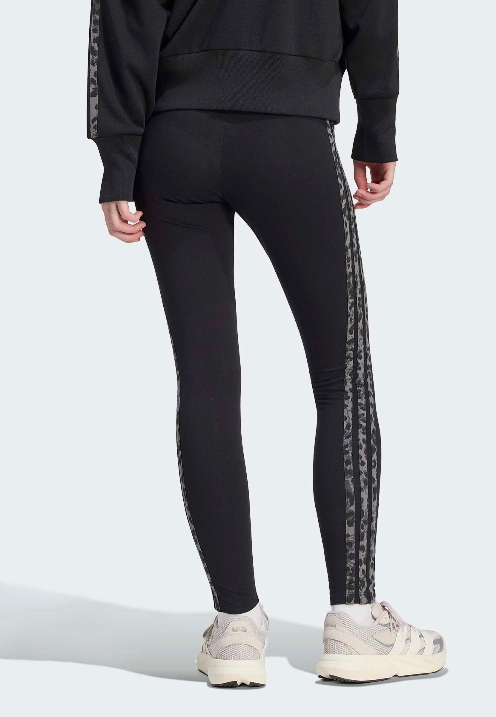 Adidas - Seasonal Essentials Animal Print 3- Stripes Black/Multicolor/Grey Four - Leggings | Women-Image