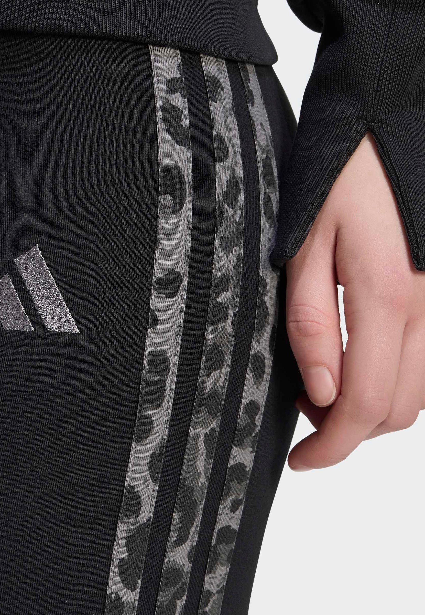 Adidas - Seasonal Essentials Animal Print 3- Stripes Black/Multicolor/Grey Four - Leggings | Women-Image