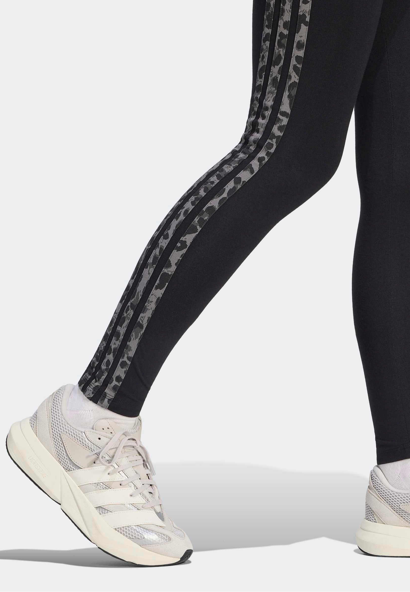 Adidas - Seasonal Essentials Animal Print 3- Stripes Black/Multicolor/Grey Four - Leggings | Women-Image
