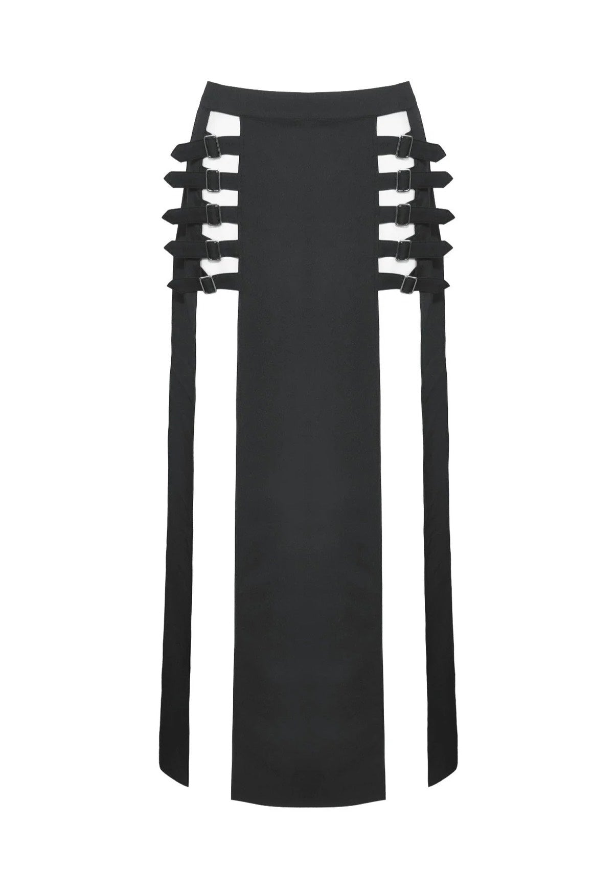 Dark In Love - Punk Black Slit Metal Long - Skirt | Women-Image