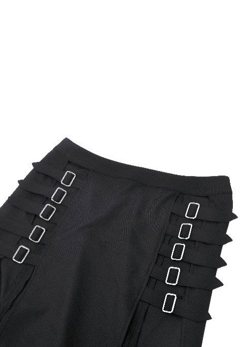 Dark In Love - Punk Black Slit Metal Long - Skirt | Women-Image