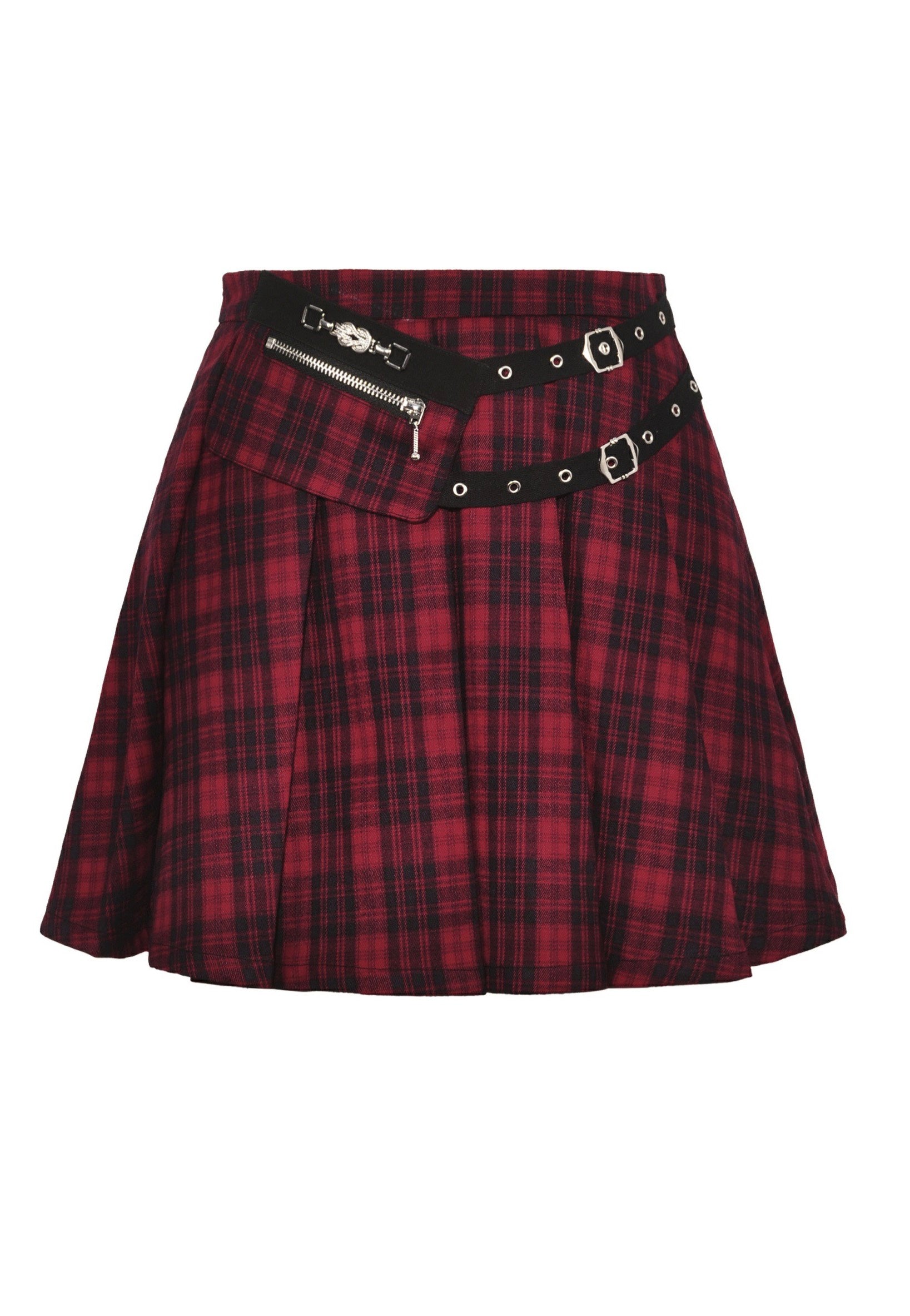 Dark In Love Punk Red Plaid Red Minifalda | Women-Image
