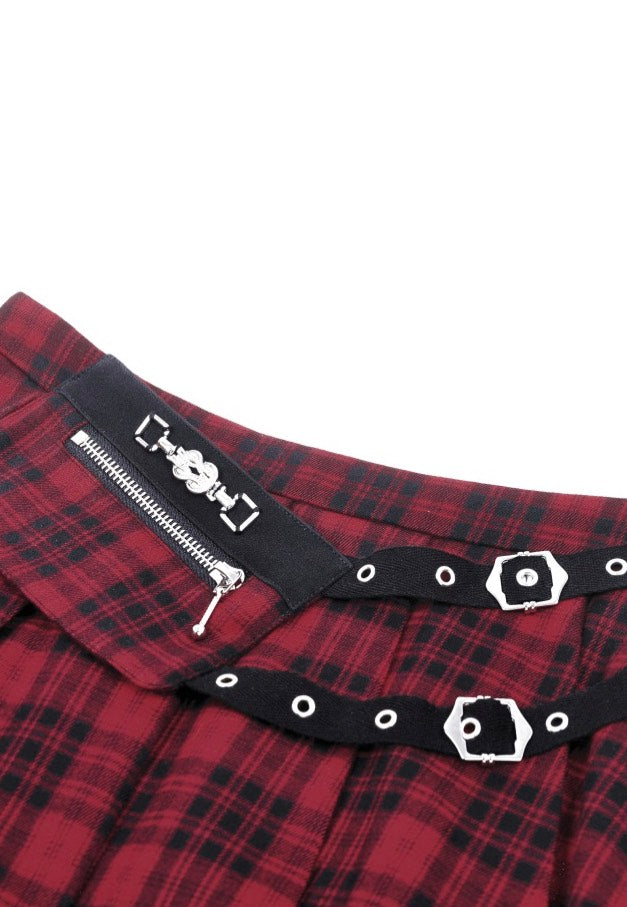 Dark In Love Punk Red Plaid Red Minifalda | Women-Image