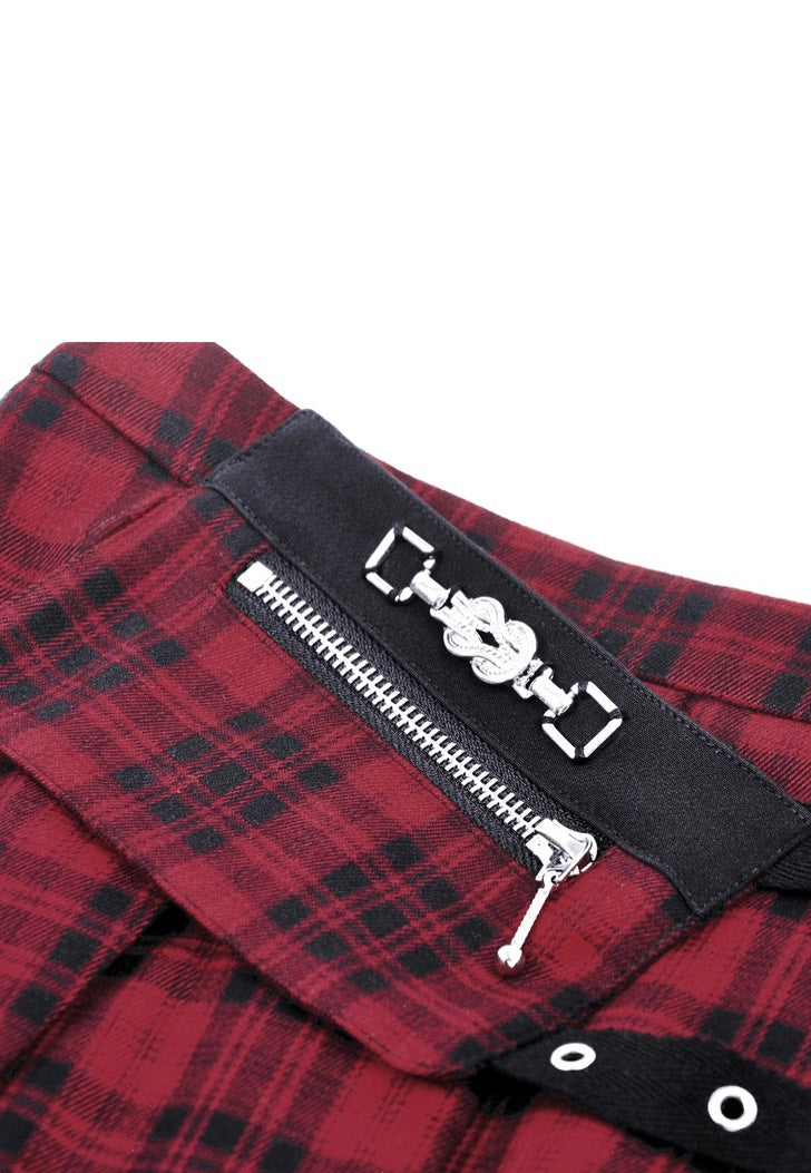 Dark In Love Punk Red Plaid Red Minifalda | Women-Image