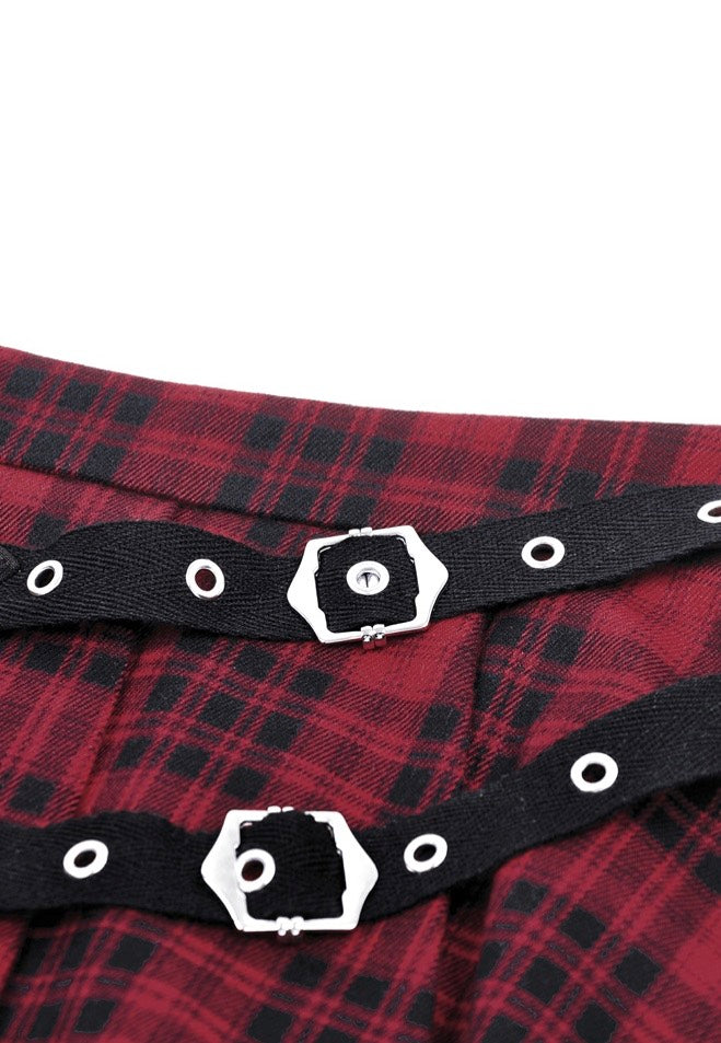 Dark In Love Punk Red Plaid Red Minifalda | Women-Image