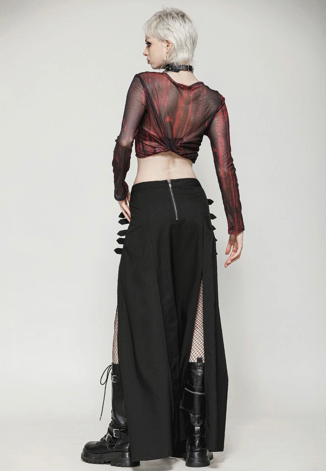 Dark In Love - Punk Black Slit Metal Long - Skirt | Women-Image