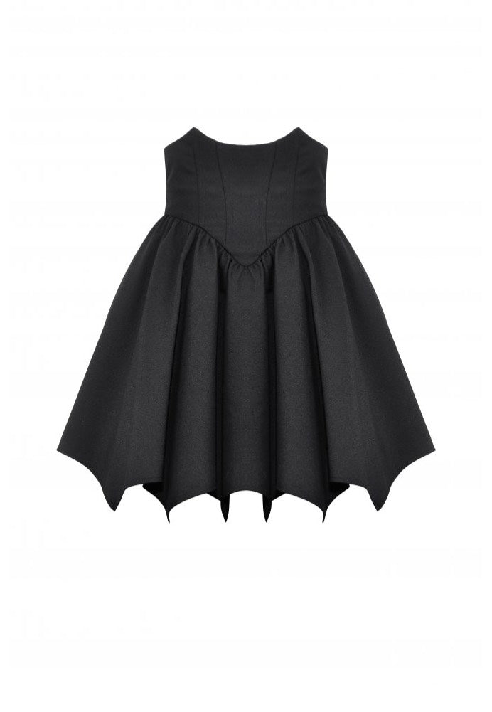 Dark In Love - Black Minimalist Batwing High-Waisted A-Line - Skirt | Women-Image