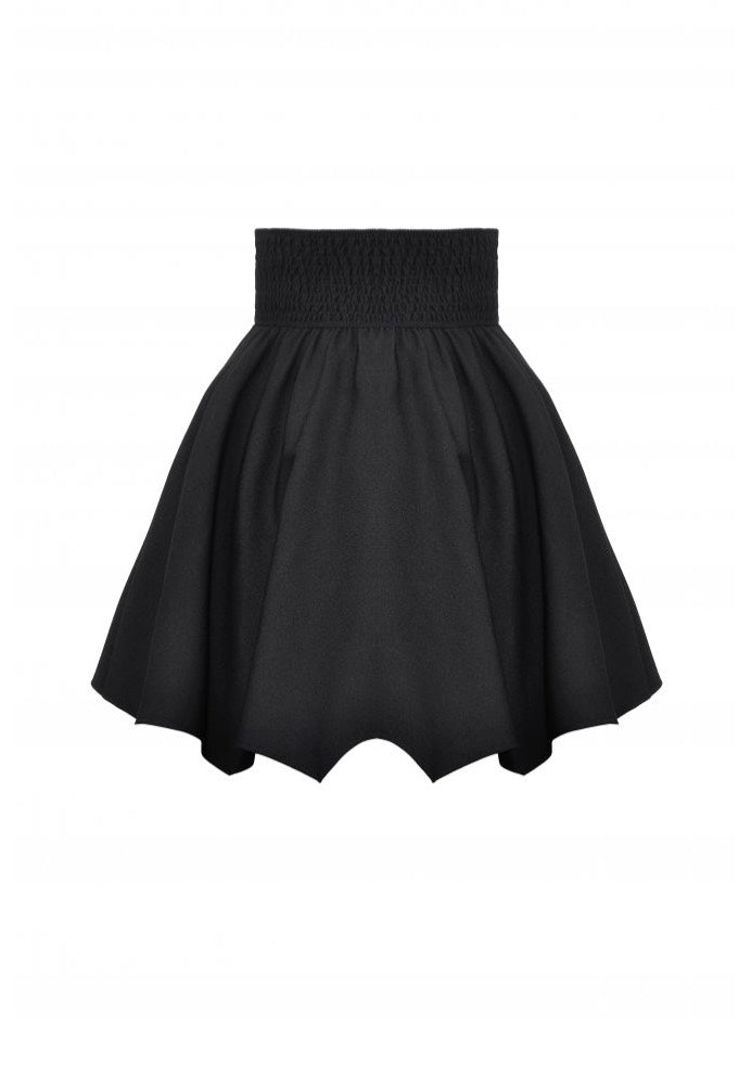 Dark In Love - Black Minimalist Batwing High-Waisted A-Line - Skirt | Women-Image