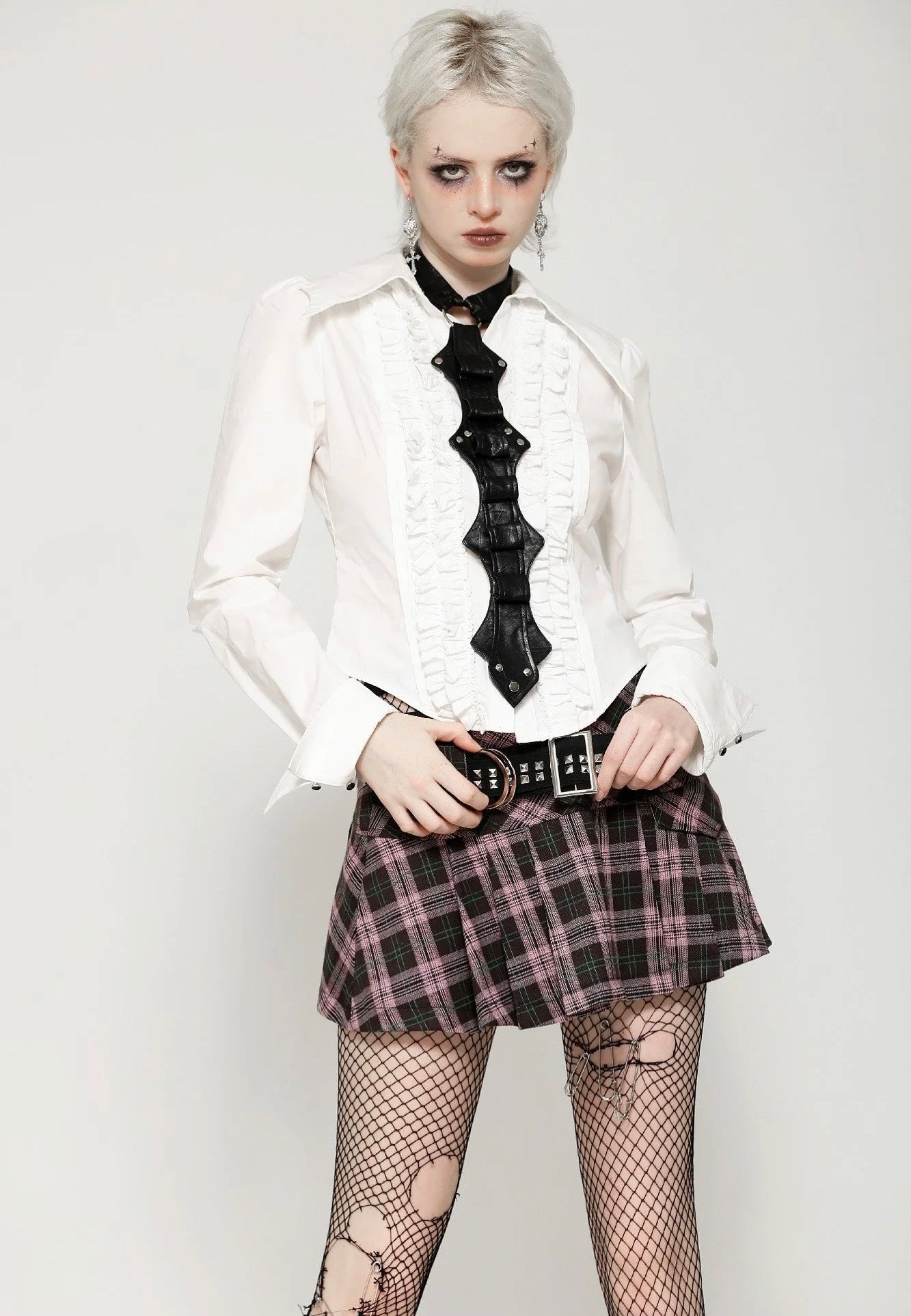 Dark In Love - Punk Pink Plaid - Skirt | Women-Image