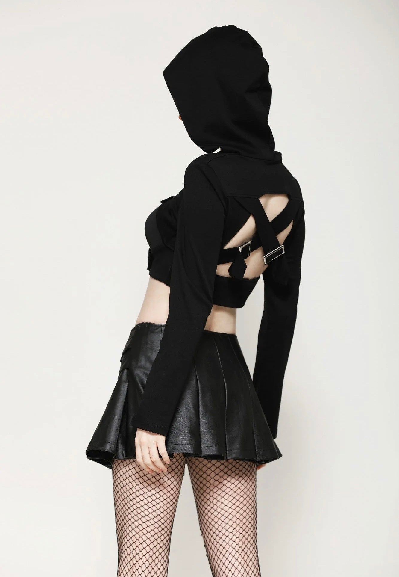 Dark In Love - Punk Sassy Girl Black PU Leather Low-Waisted - Skirt | Women-Image