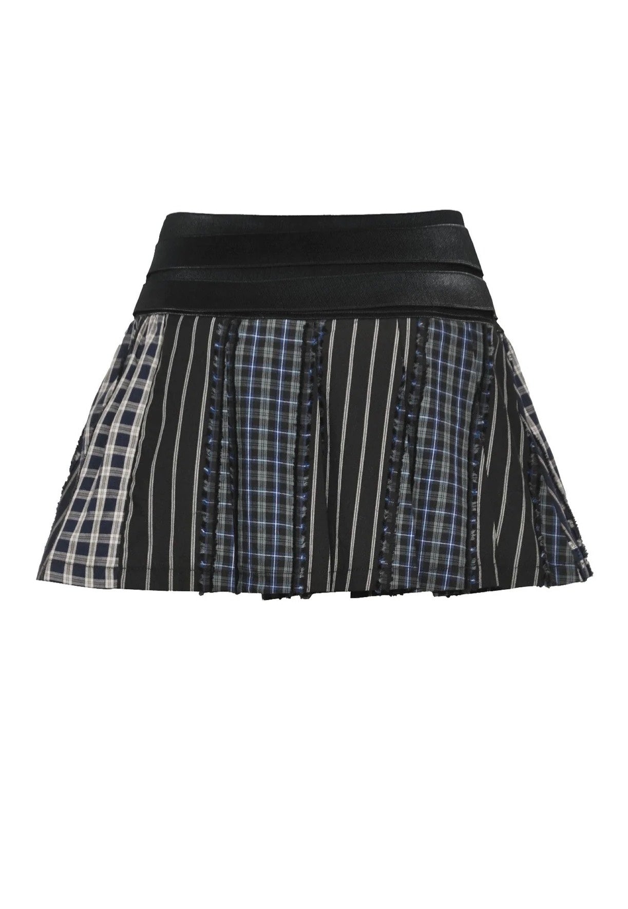 Dark In Love - Colorful Plaid Patchwork Leather-Waist - Skirt | Women-Image
