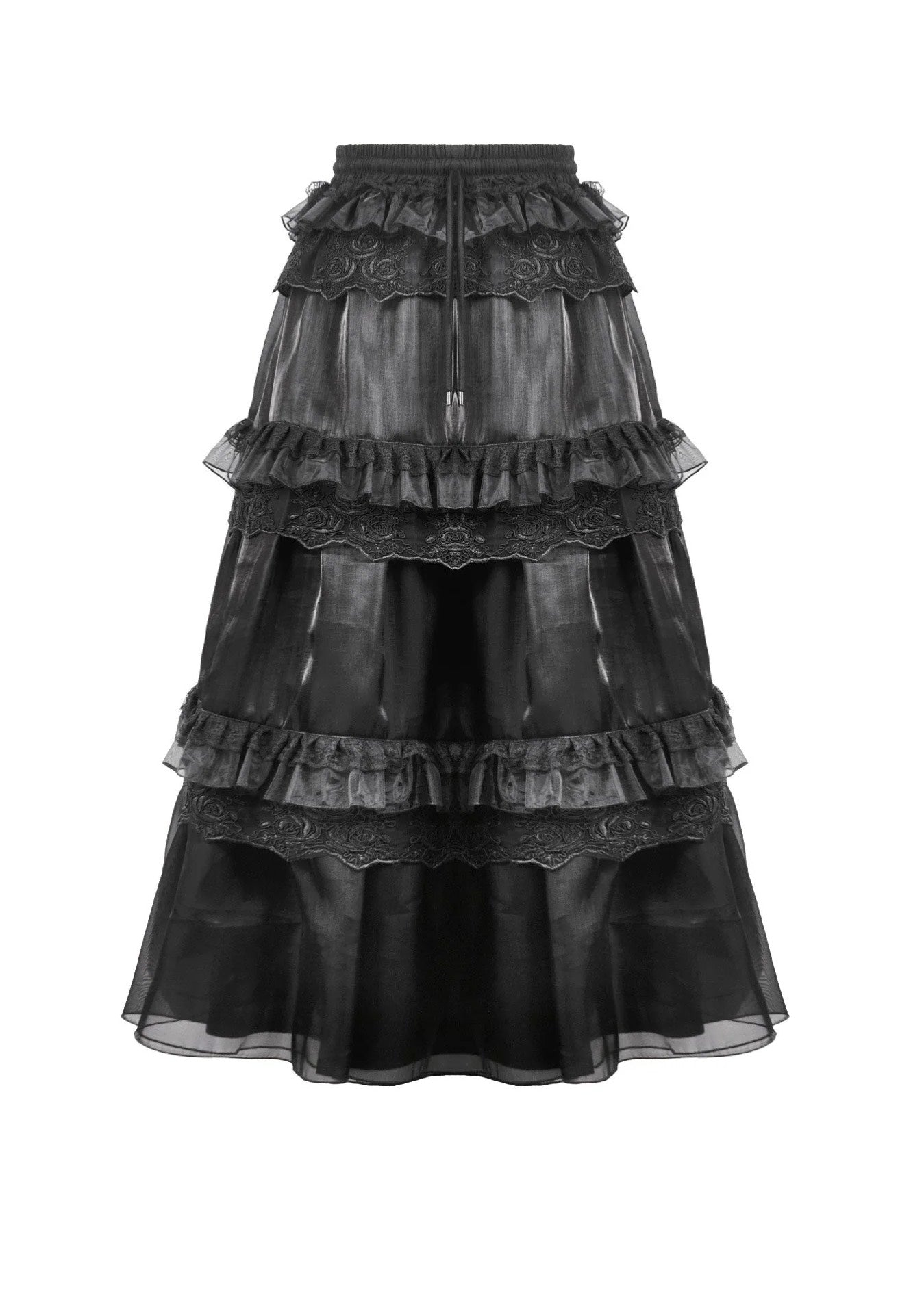 Dark In Love - Gothic Moonlit Rose Layered Maxi Petticoat - Skirt | Women-Image