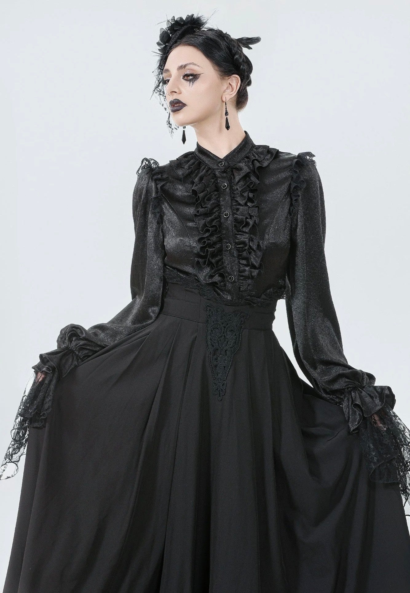 Dark In Love - Gothic Nun Pleated - Skirt | Women-Image