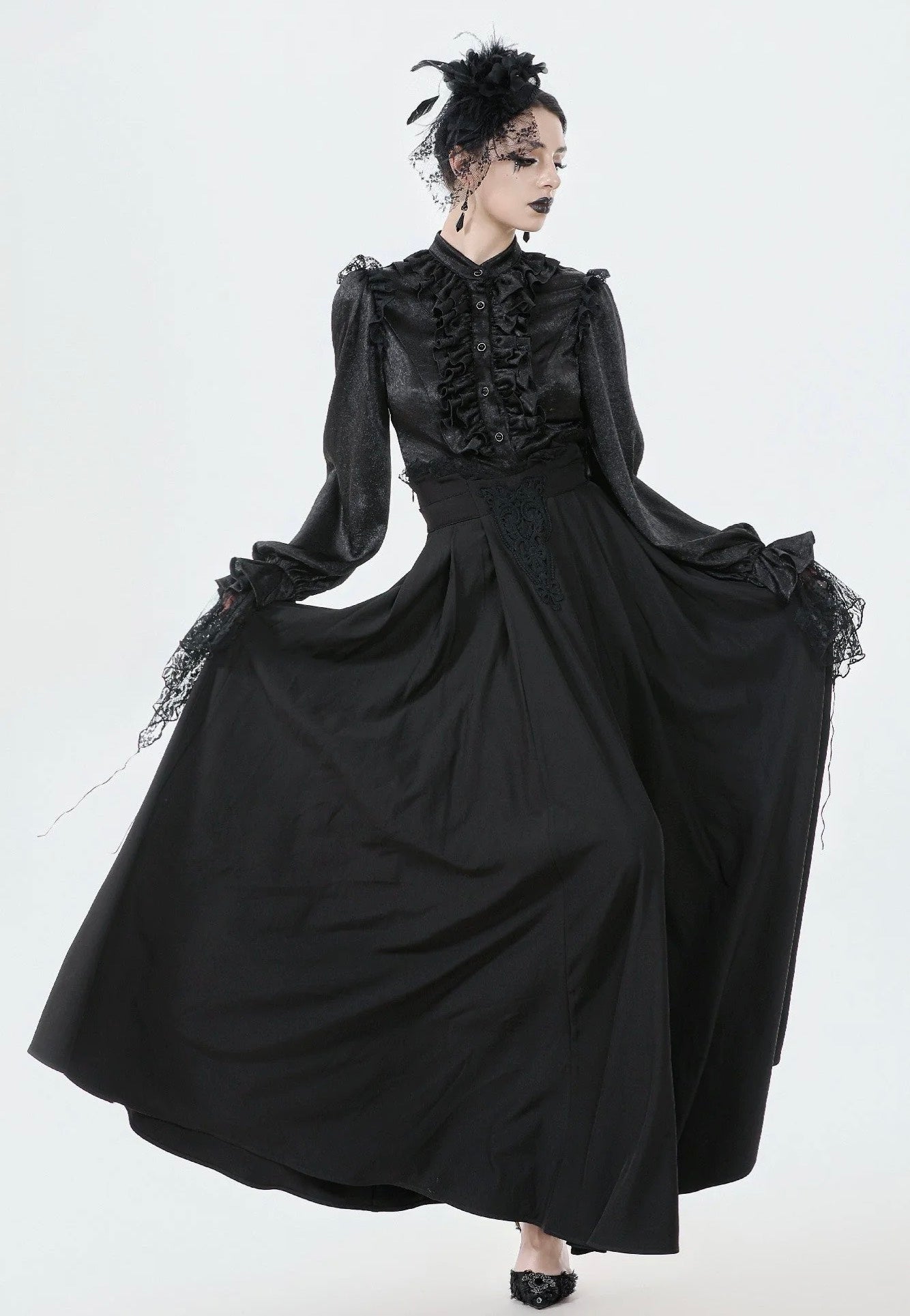 Dark In Love - Gothic Nun Pleated - Skirt | Women-Image