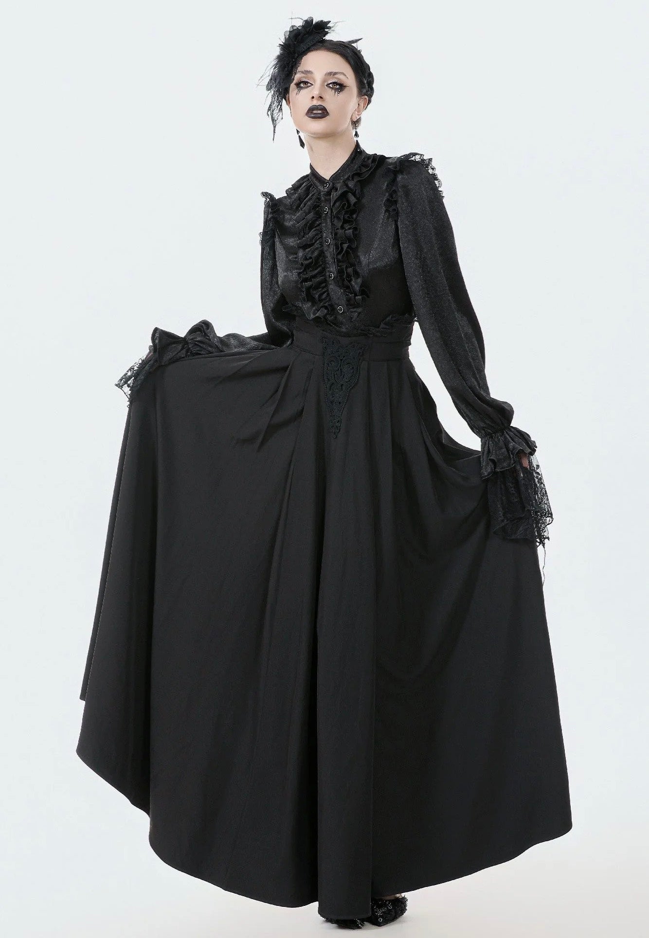 Dark In Love - Gothic Nun Pleated - Skirt | Women-Image