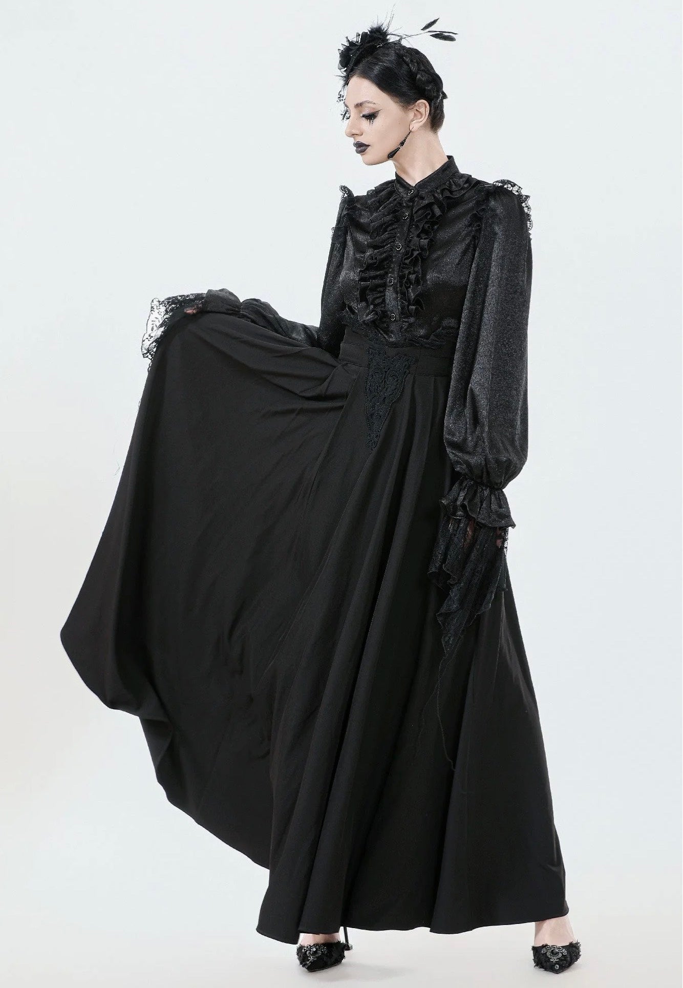 Dark In Love - Gothic Nun Pleated - Skirt | Women-Image