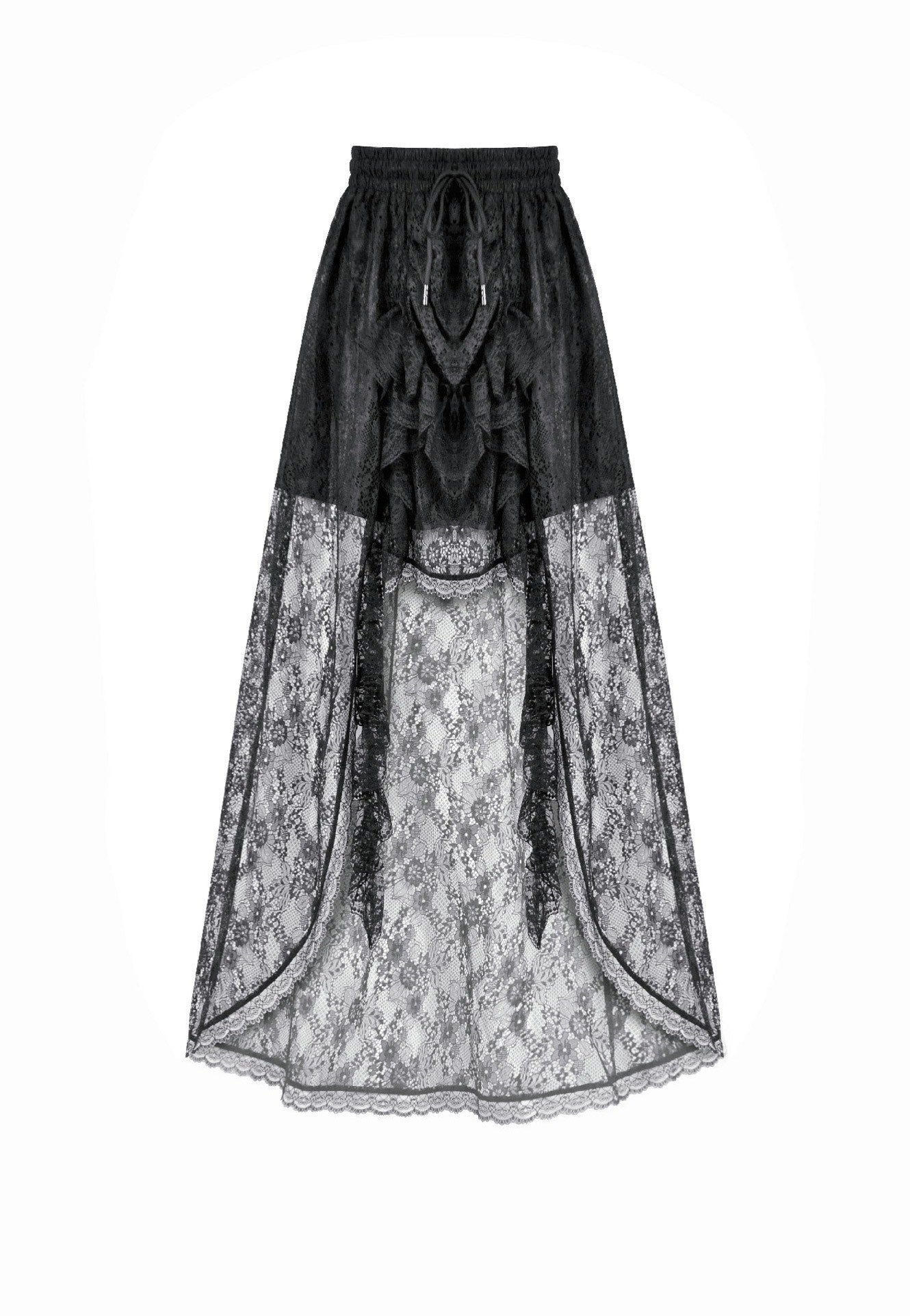 Dark In Love - Gothic Court Mesh Lace High-Low - Skirt | Women-Image