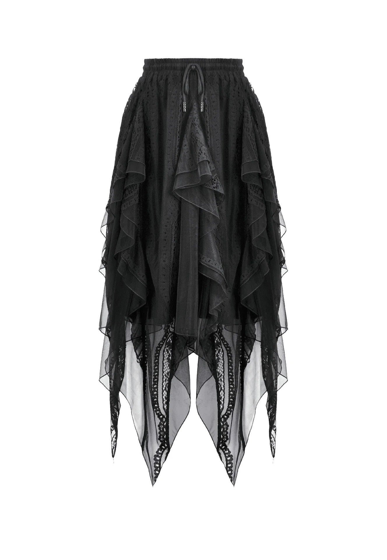 Dark In Love Gothic Shadow Mist Layered Mesh Long Sukně | Women-Image