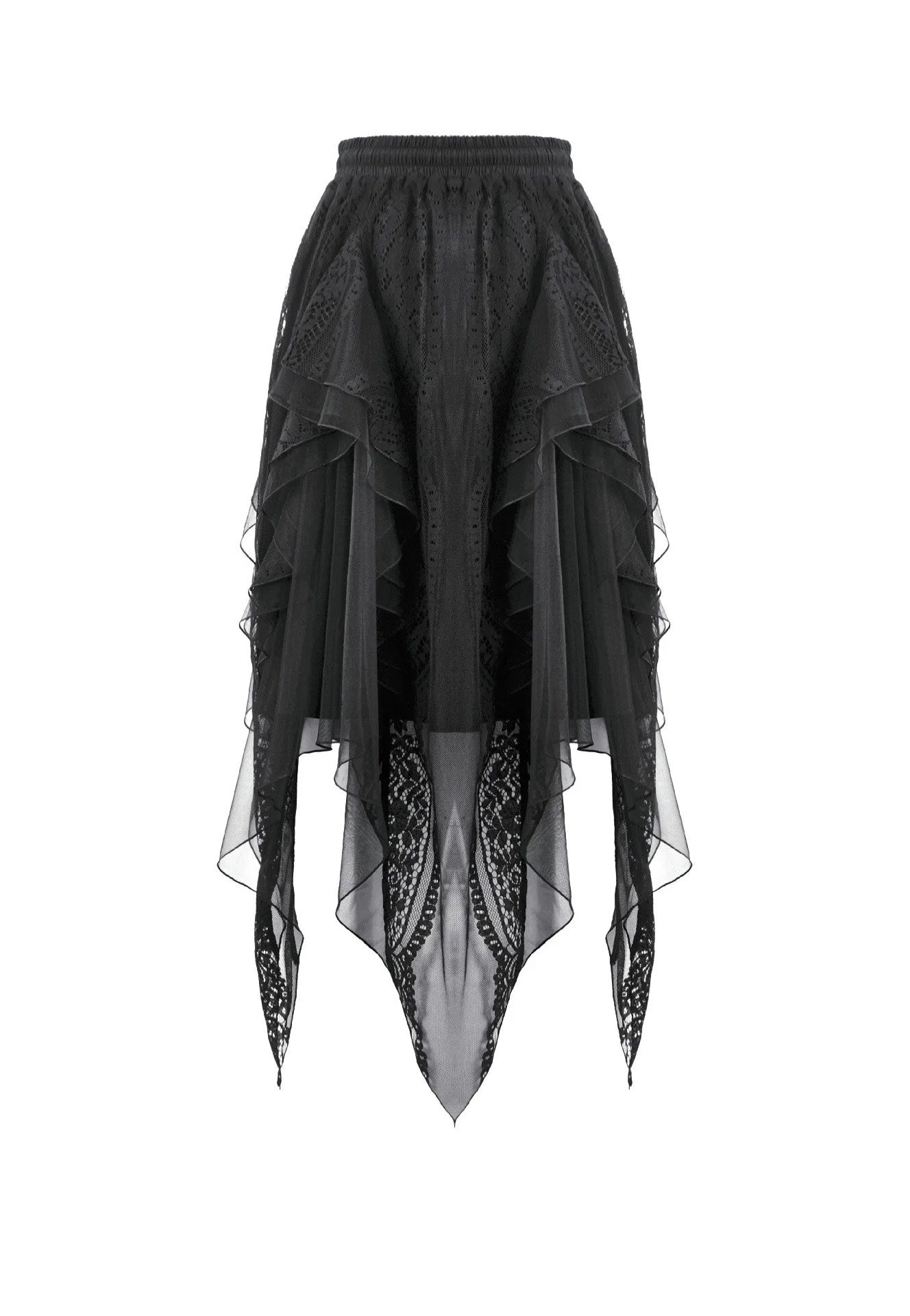 Dark In Love Gothic Shadow Mist Layered Mesh Long Sukně | Women-Image