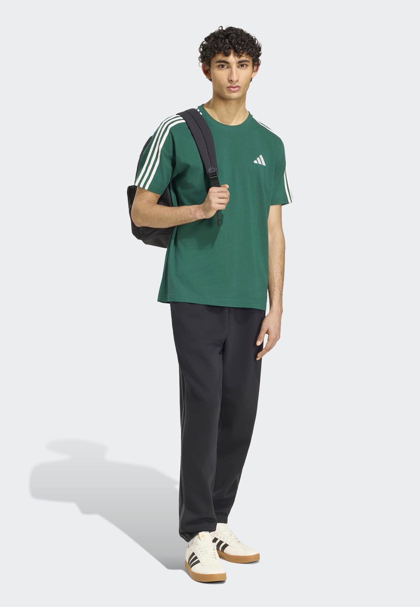 Adidas - Essentials 3-Stripes Fleece Tapered Cuffed Black/Carbon - Sweat Pants | Men-Image