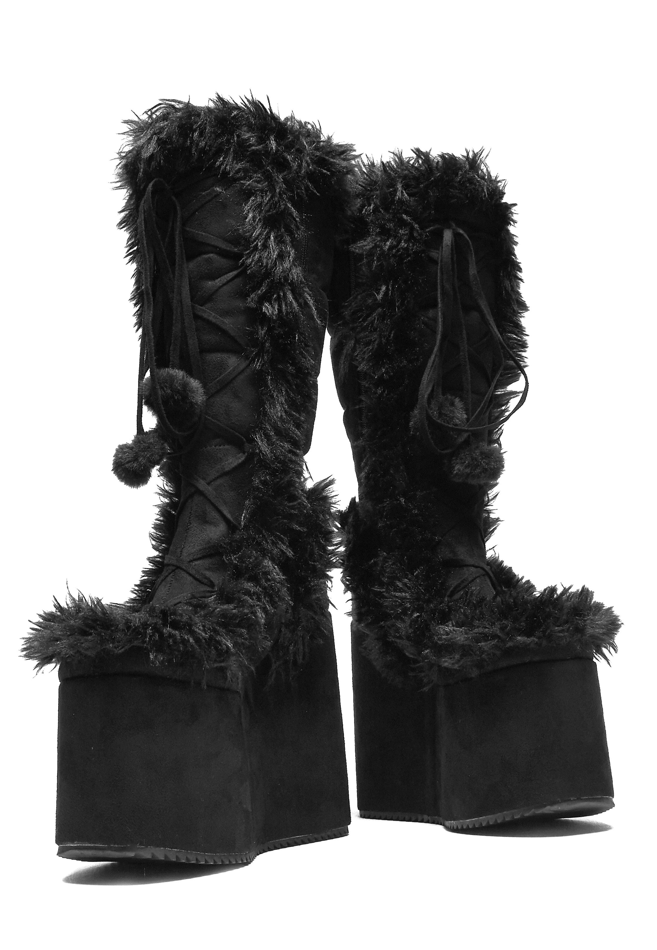 Koi Footwear x Twilight - La Push Crescent Platform Faux Fur Long Black - Girl Shoes | Women-Image