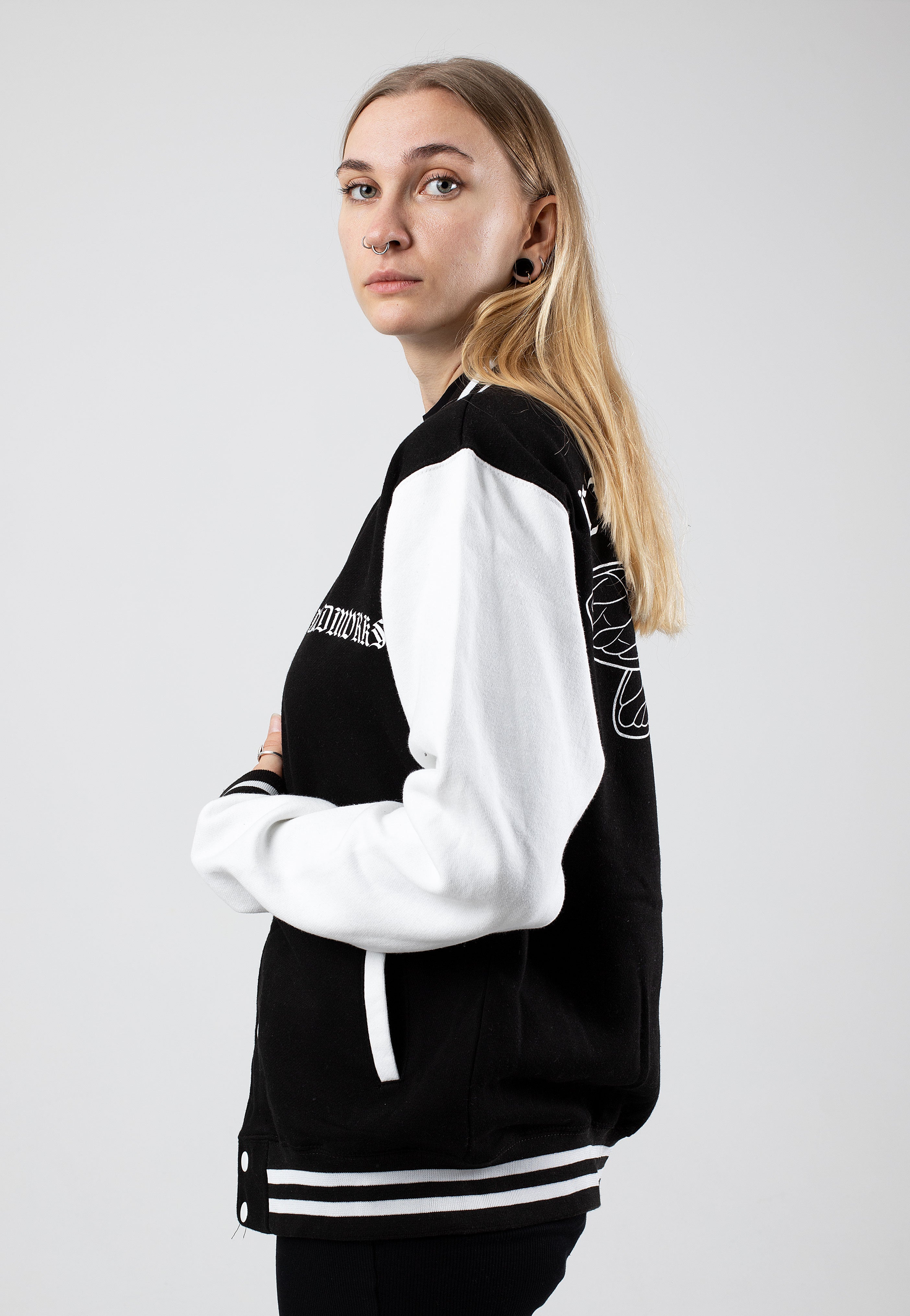 Landmvrks - Old Font Cicada Black/White - College Jacket | Women-Image