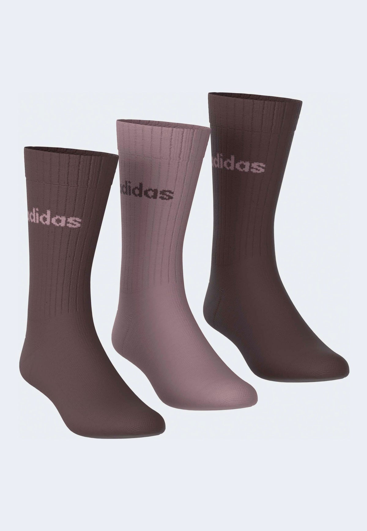 Adidas Linear Crew Pack Of 3 Aurora Ruby/Magic Mauve/Aurora Ruby Socks | Neutral-Image