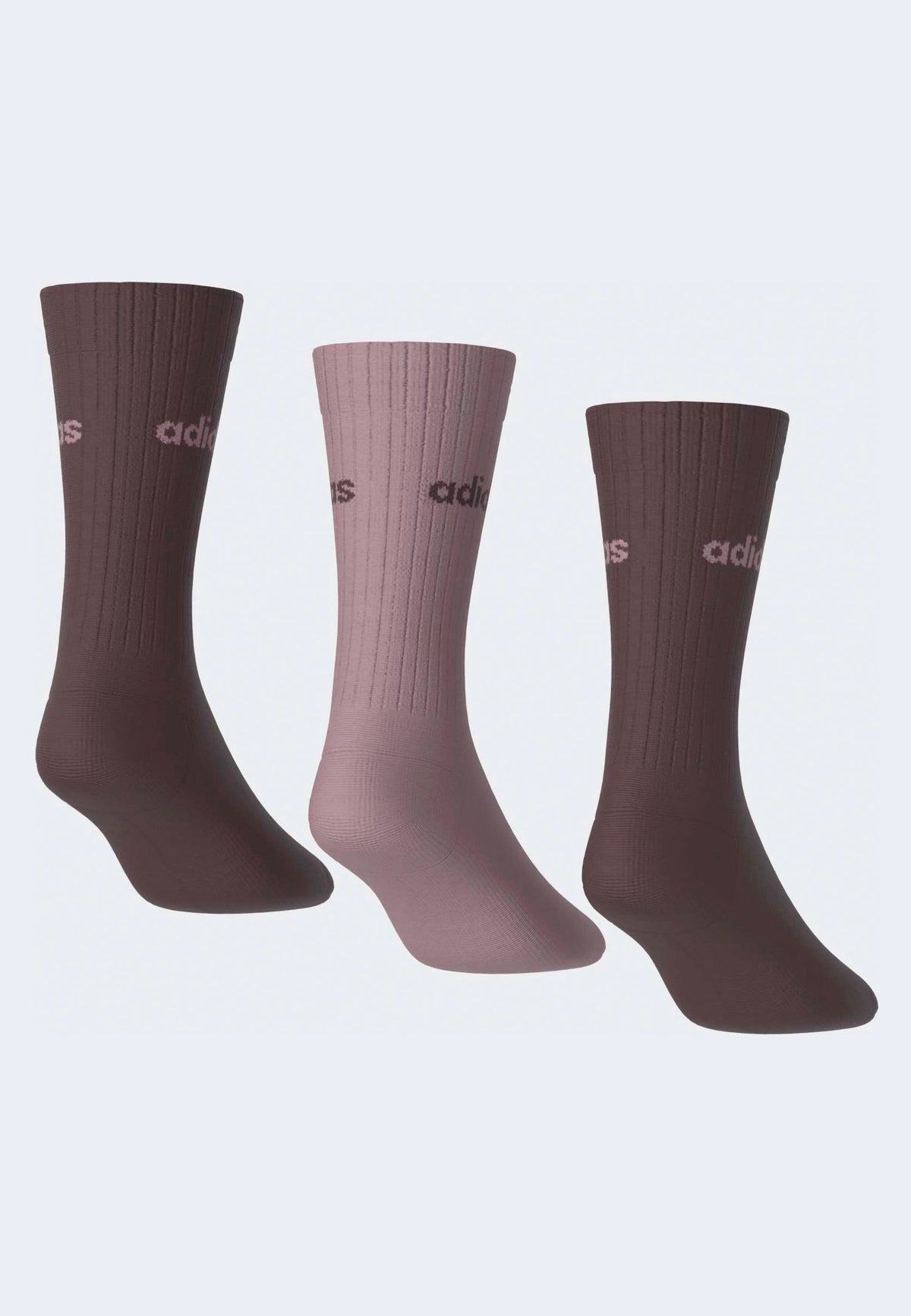 Adidas Linear Crew Pack Of 3 Aurora Ruby/Magic Mauve/Aurora Ruby Socks | Neutral-Image