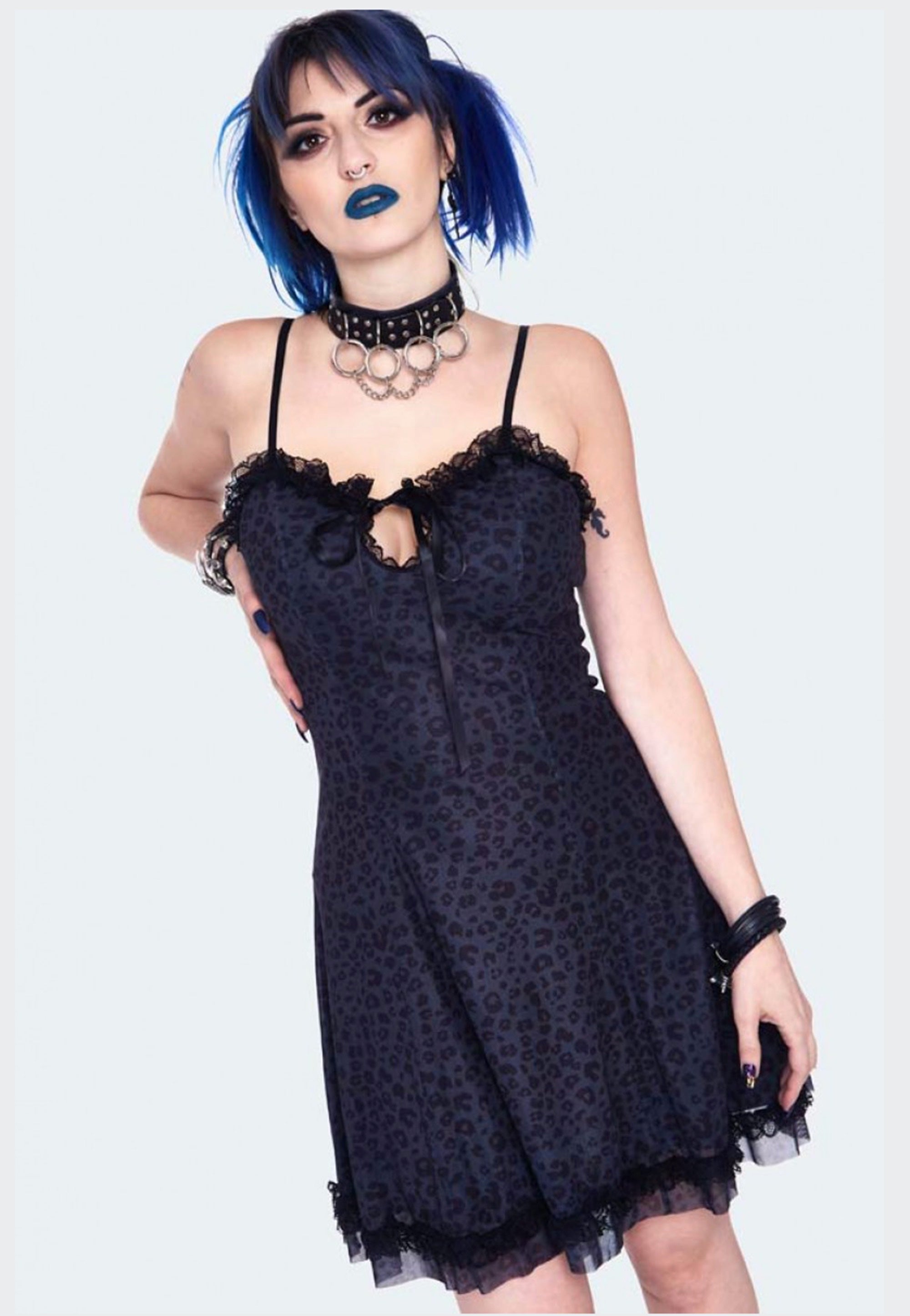 Jawbreaker - Leopard Mesh Baby Doll Black - Dress | Women-Image