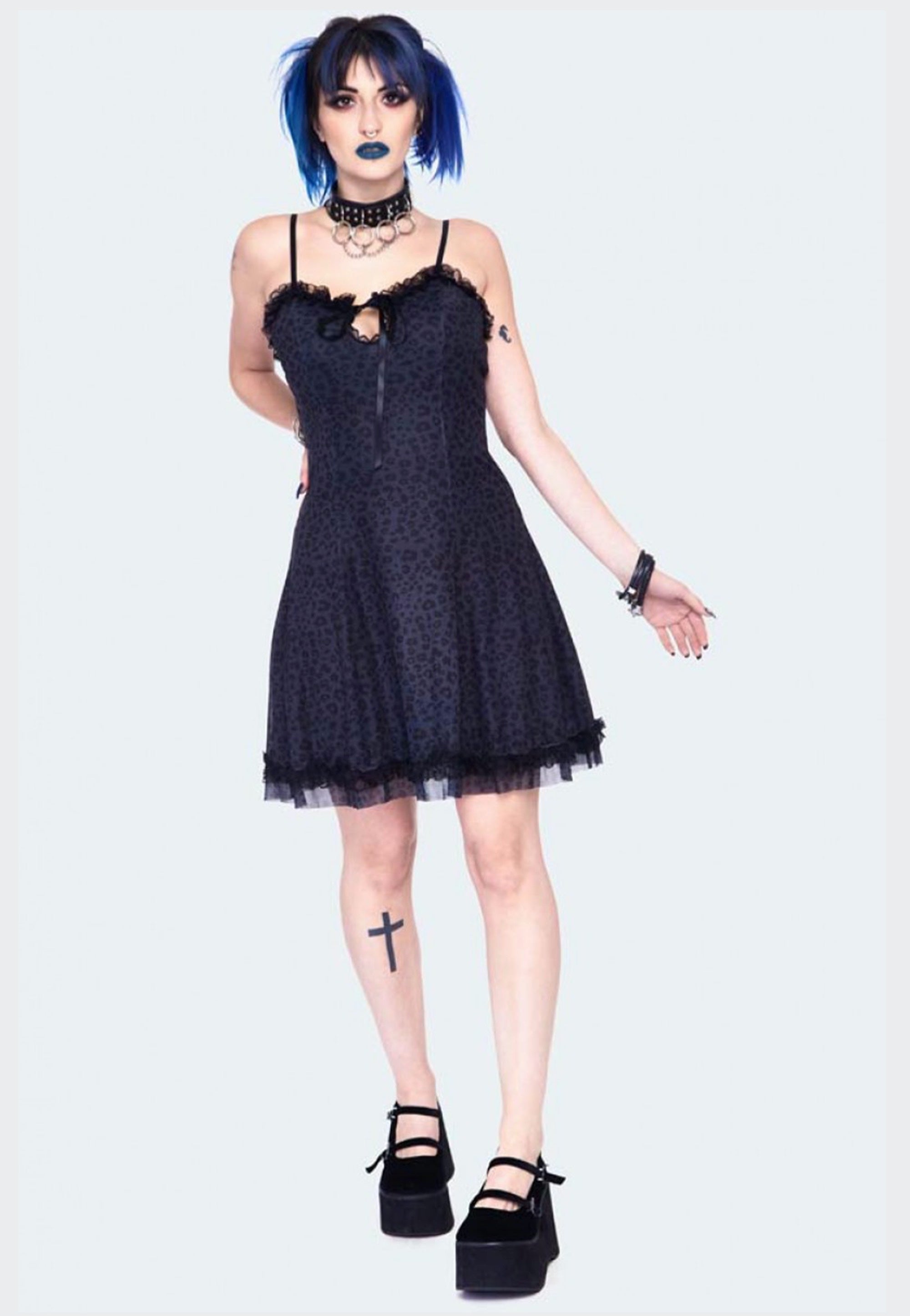 Jawbreaker - Leopard Mesh Baby Doll Black - Dress | Women-Image
