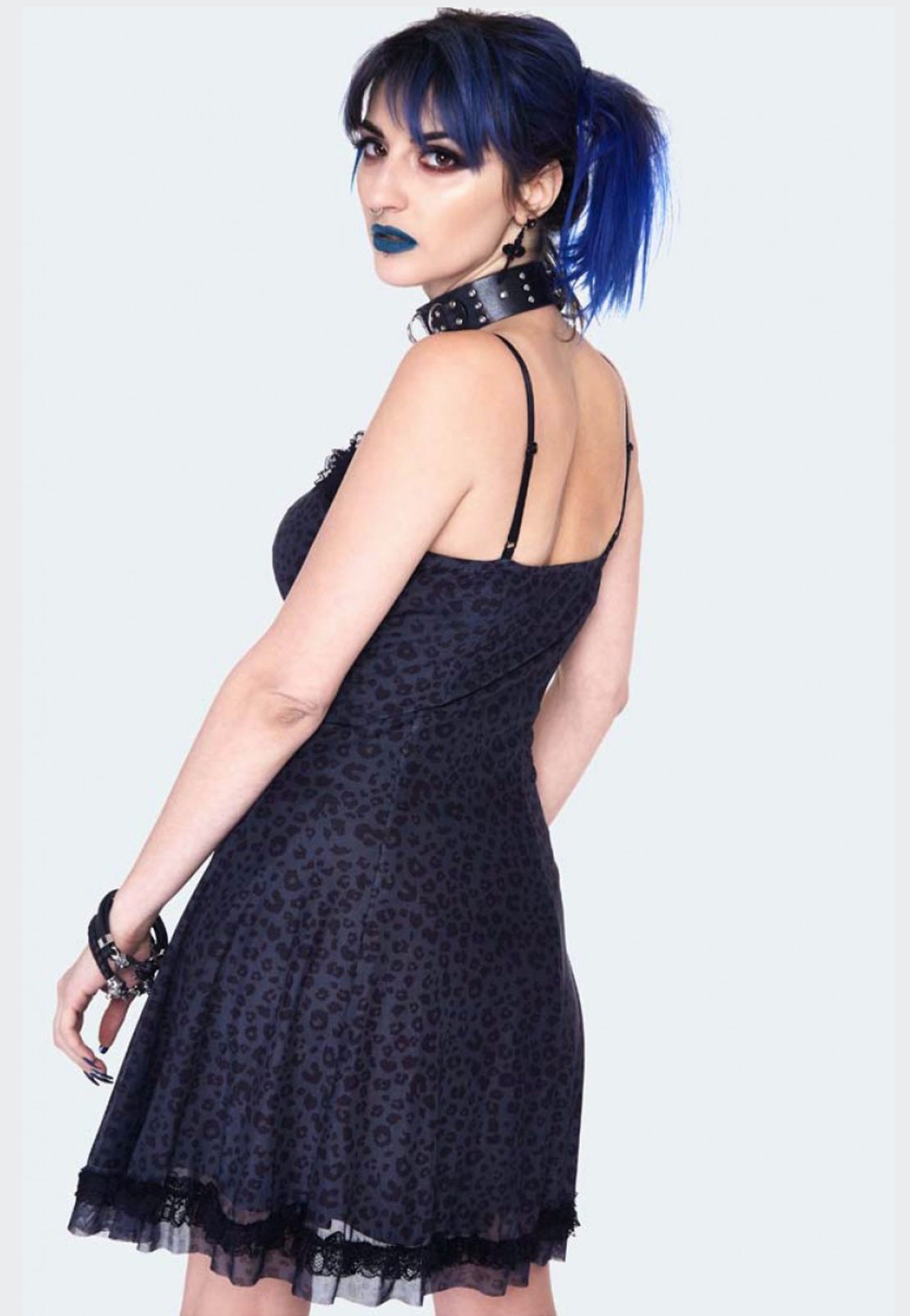 Jawbreaker - Leopard Mesh Baby Doll Black - Dress | Women-Image