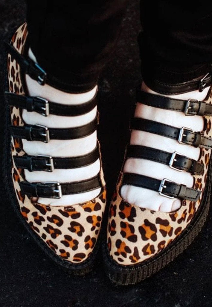 T.U.K. - Ballet Creeper Multi-Strap Leopard Vegan Suede - Girl Sandals | Women-Image