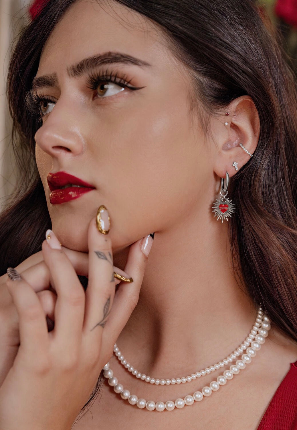 Wildcat - Enamel Sacred Heart Barbed Wire Silver - Earrings | Neutral-Image