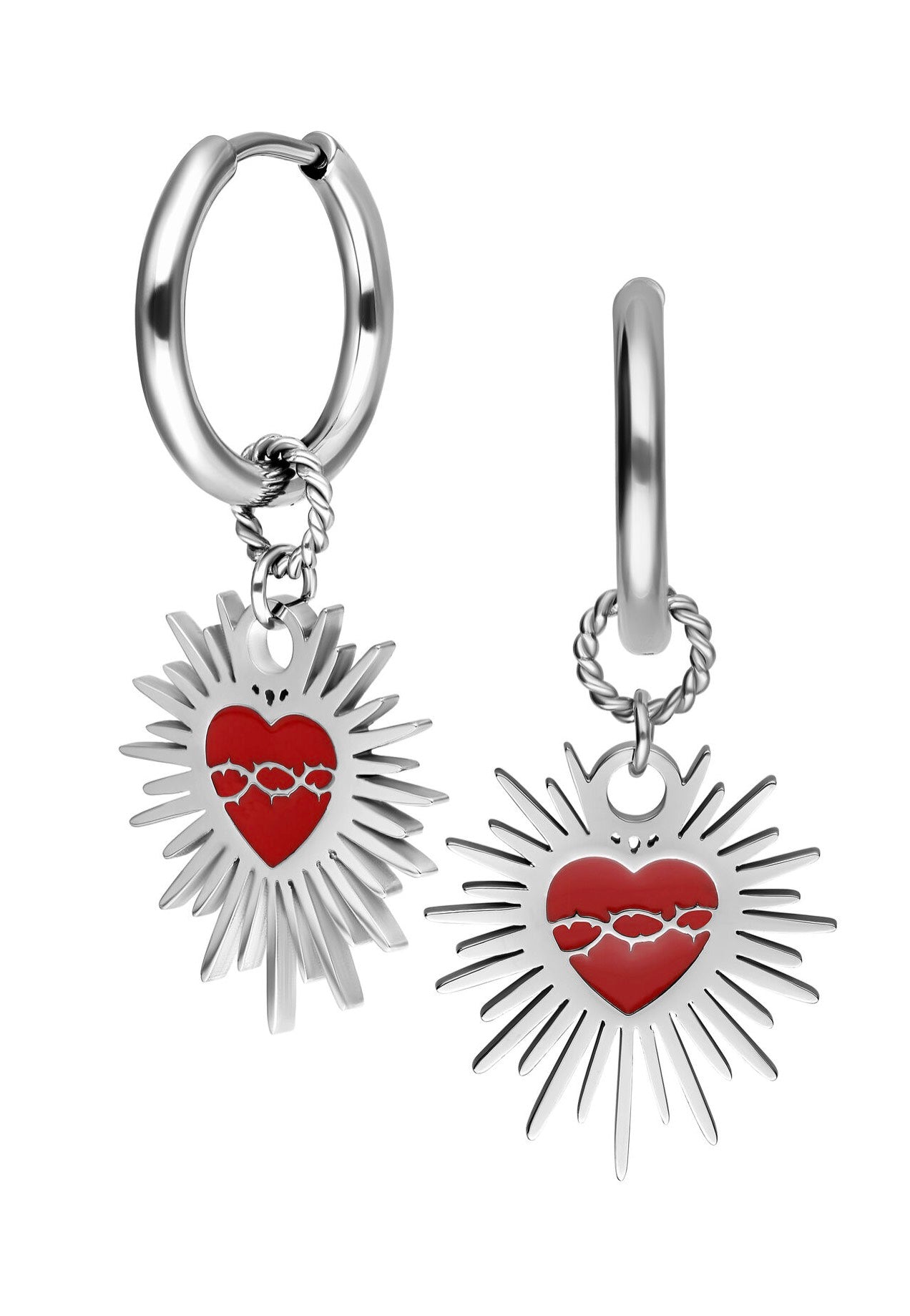 Wildcat - Enamel Sacred Heart Barbed Wire Silver - Earrings | Neutral-Image