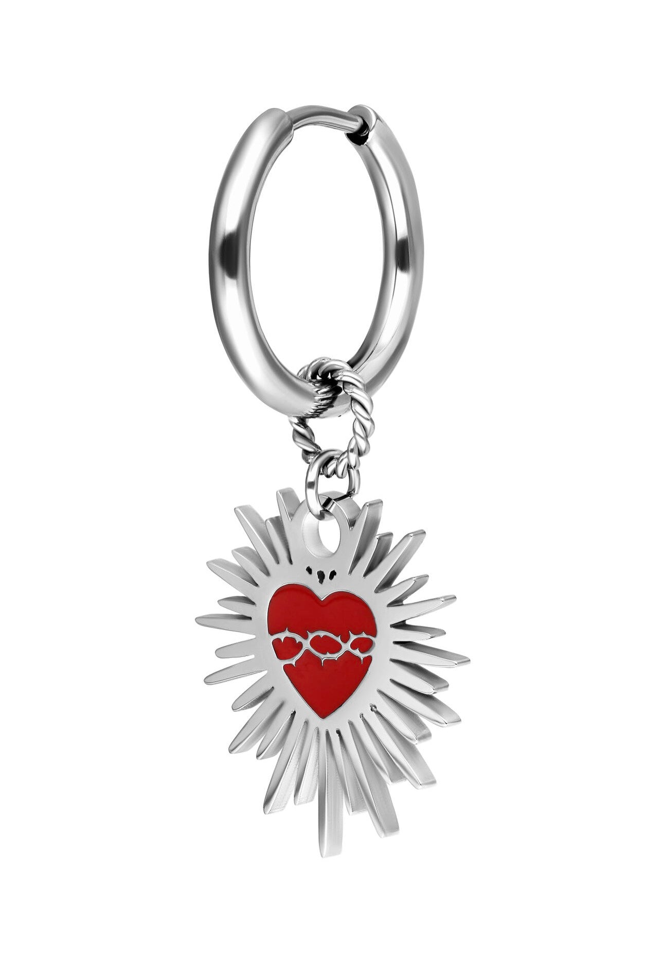 Wildcat - Enamel Sacred Heart Barbed Wire Silver - Earrings | Neutral-Image