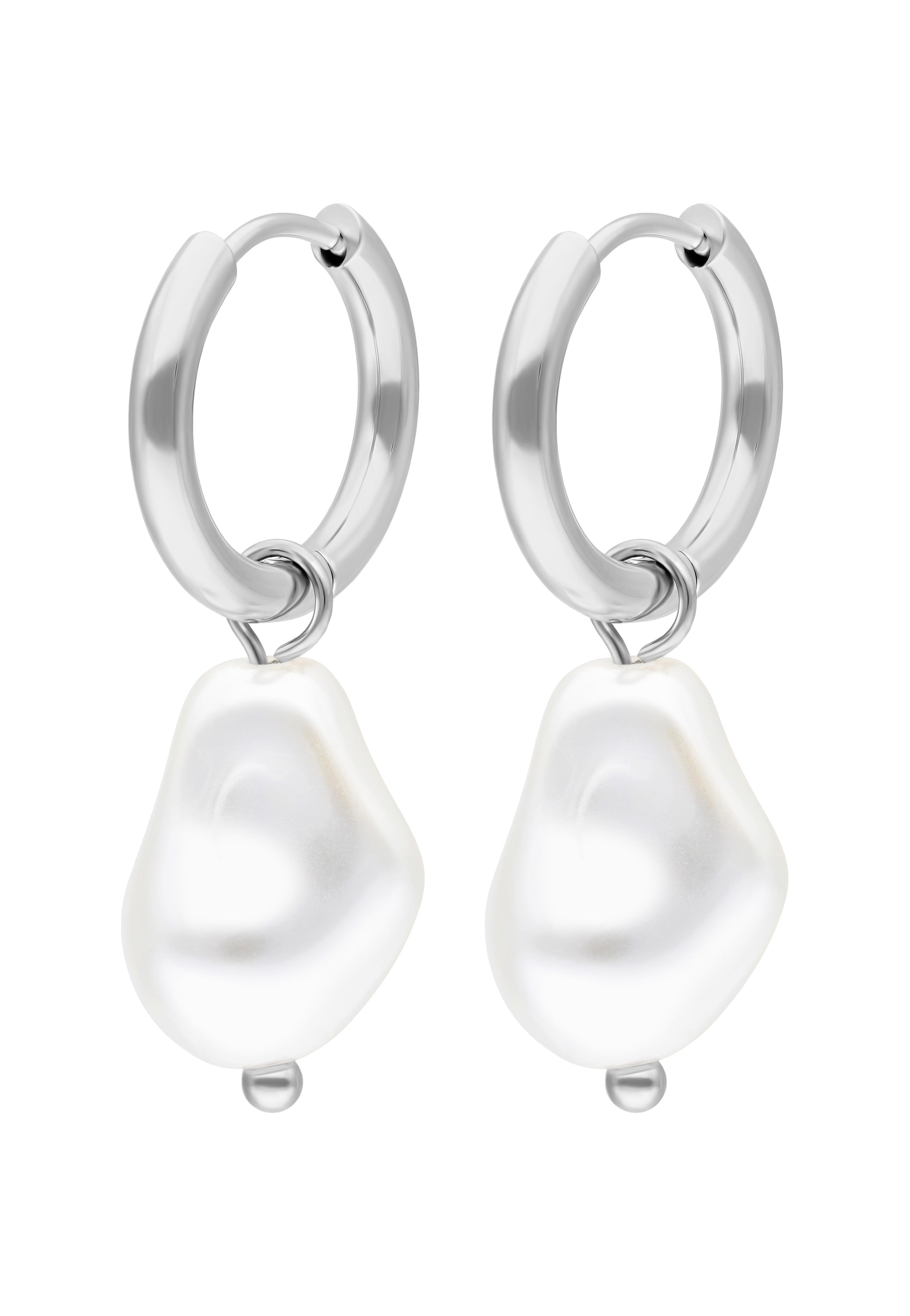 Wildcat - Baroque Pearl Hoops Silver - Earrings | Neutral-Image