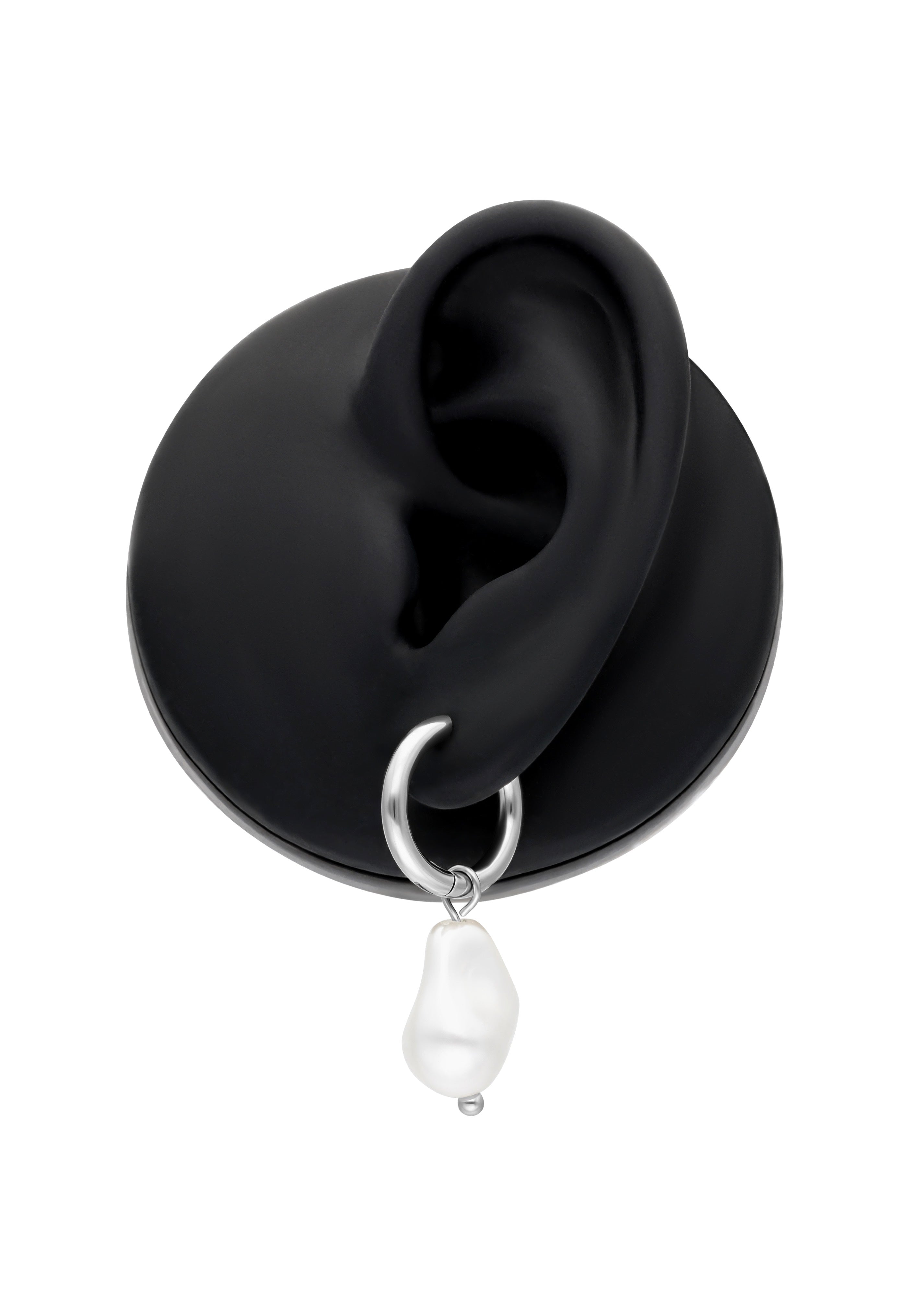 Wildcat - Baroque Pearl Hoops Silver - Earrings | Neutral-Image