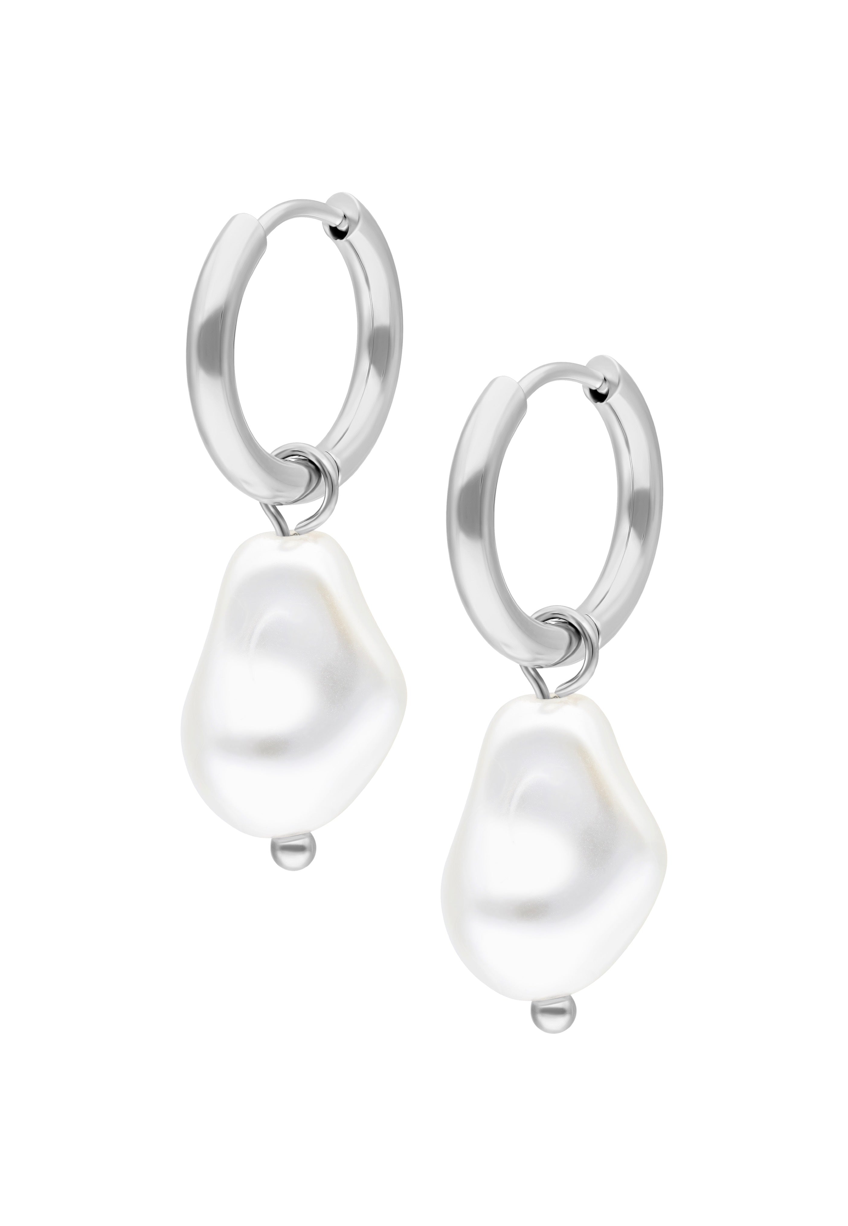Wildcat - Baroque Pearl Hoops Silver - Earrings | Neutral-Image