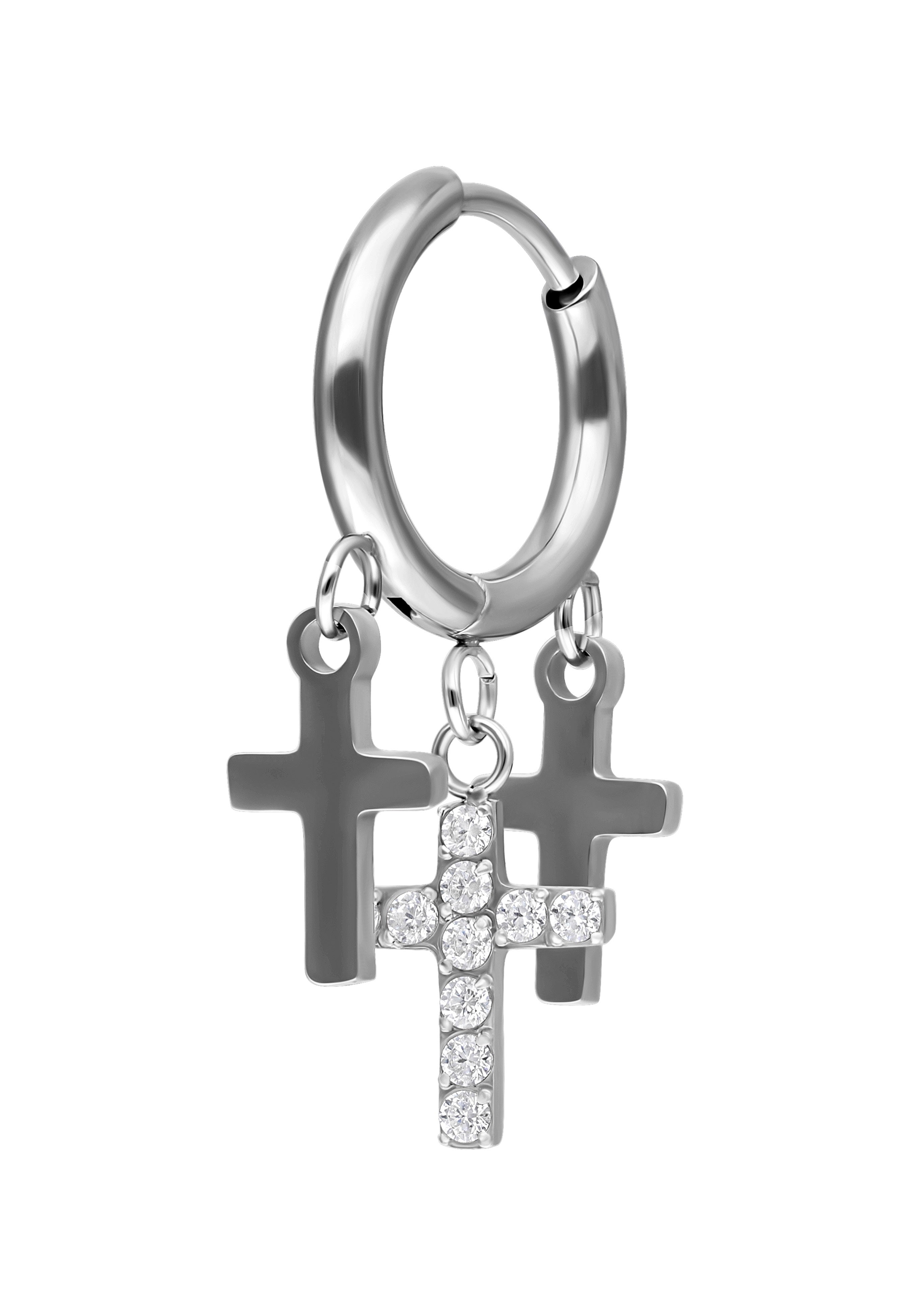 Wildcat - Little Dangling Cross Hoops Silver - Earrings | Neutral-Image