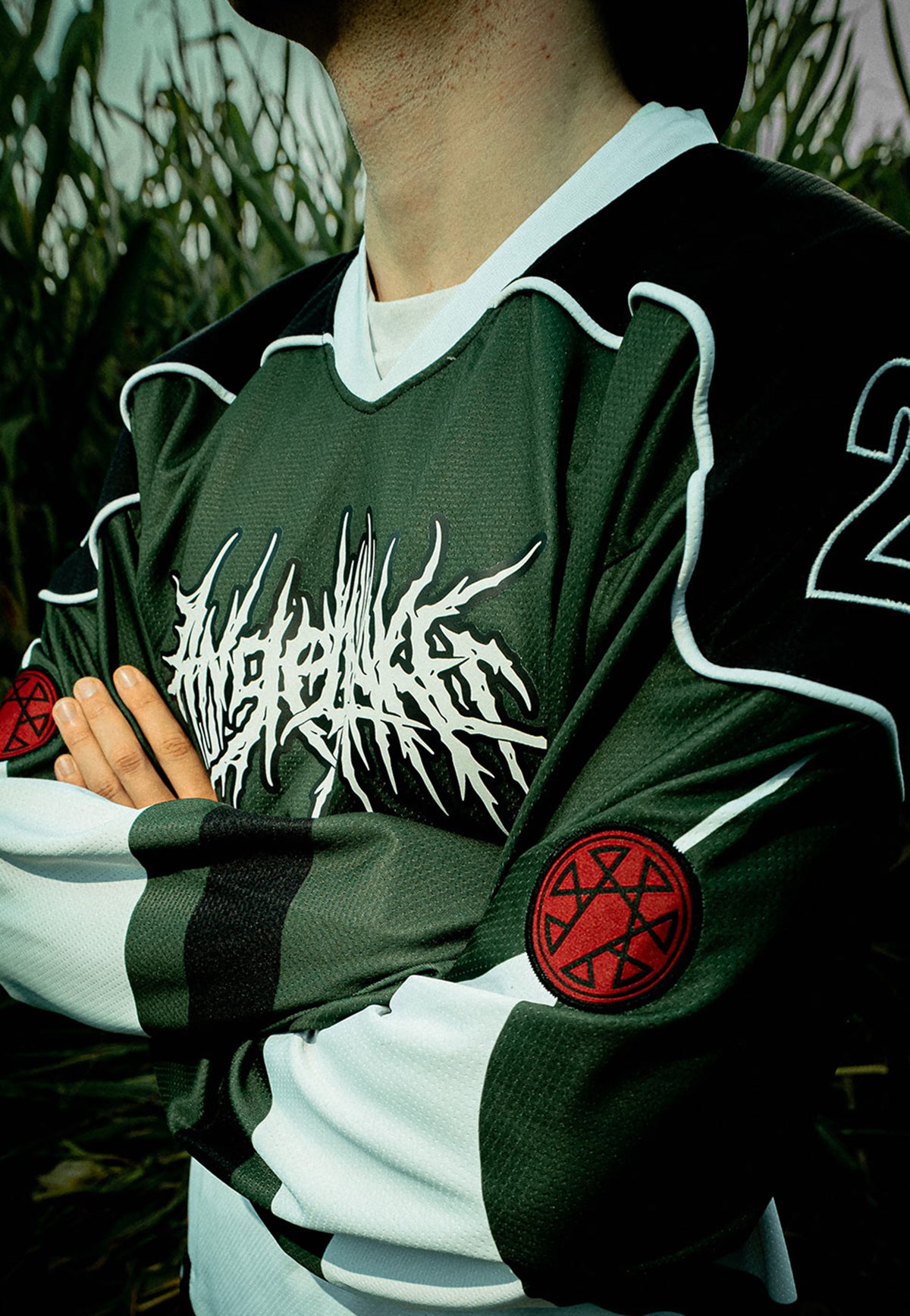 MaskOff Apparel x Angelmaker ANGELMAKER Performance Green Hockey Jersey | Men-Image