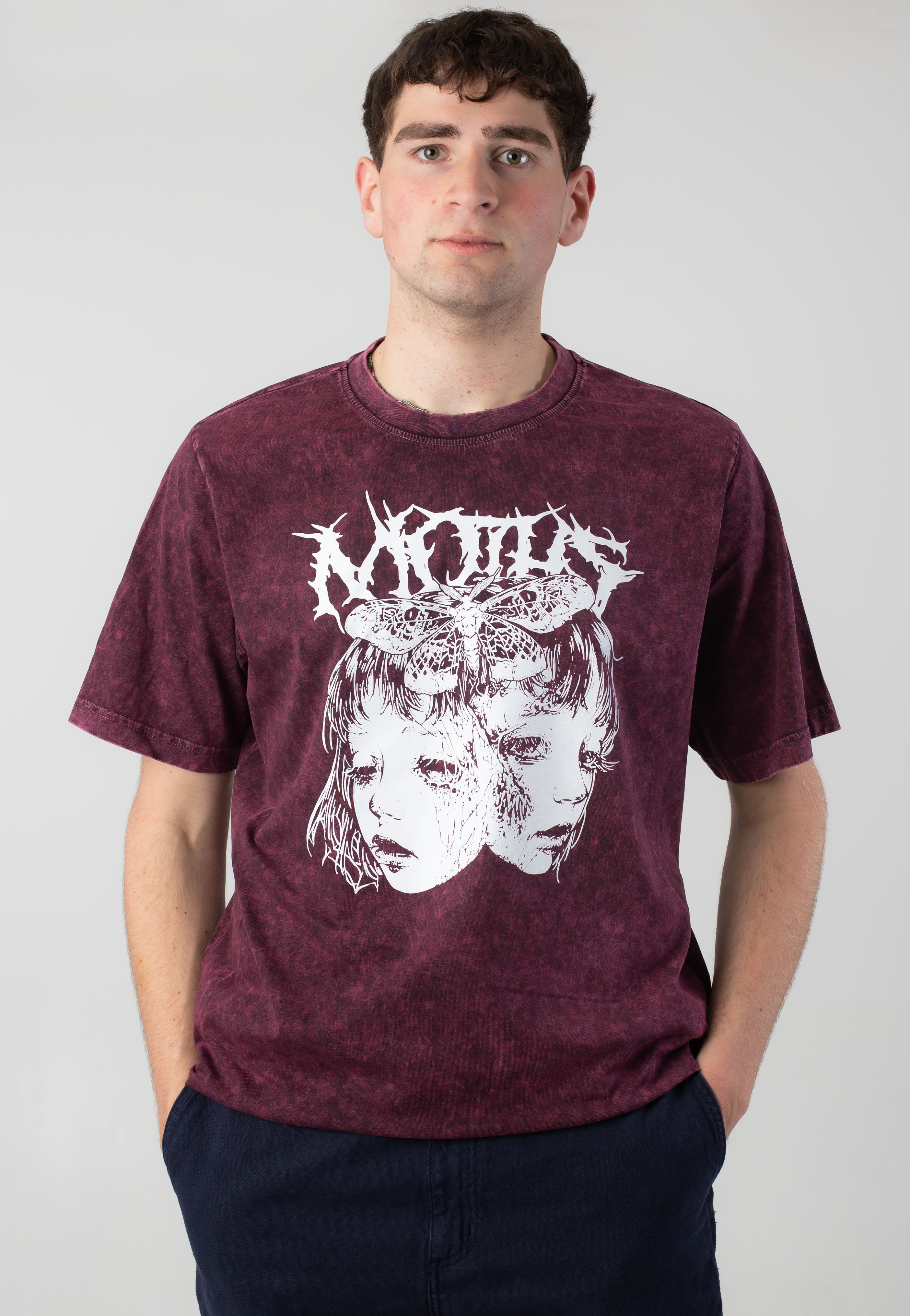 Like Moths To Flames - Junji Acid Washed - T-Shirt | Men-Image