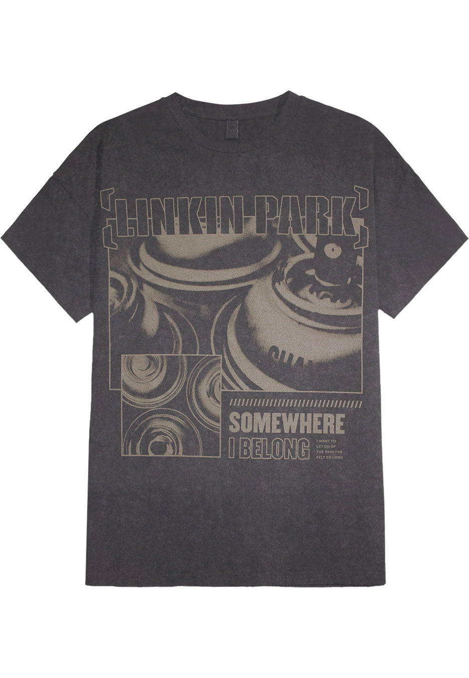 Linkin Park Somewhere I Belong Vintage Loose Grey T-Shirt | Neutral-Image