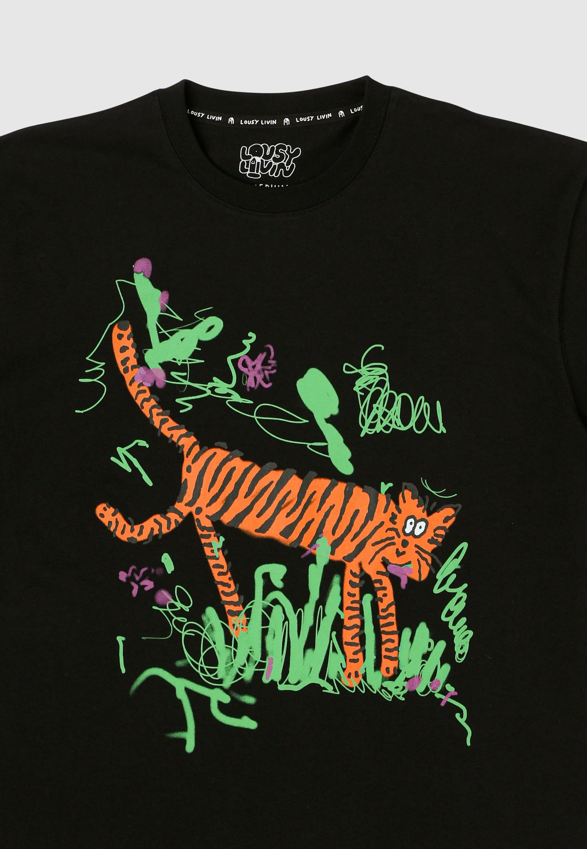 Lousy Livin - Mustache Tiger Black - T-Shirt | Men-Image