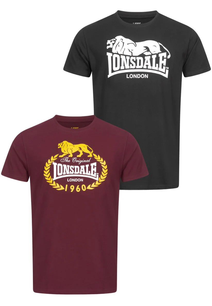 Lonsdale - Ecclaw Pack Of 2 Black/Oxblood - T-Shirt | Men-Image