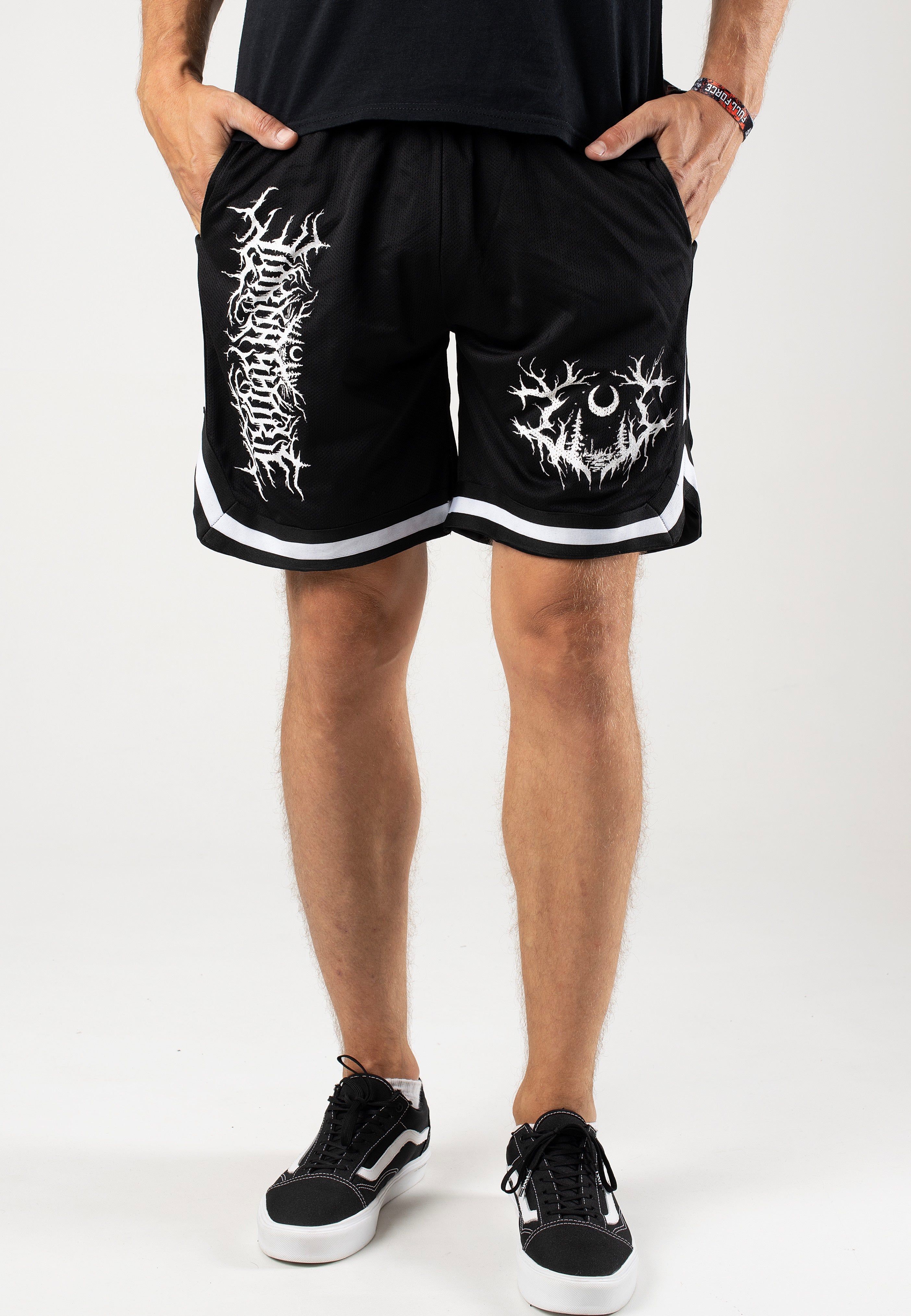 Lorna Shore - Logo & Sigil White Striped - Shorts | Men-Image