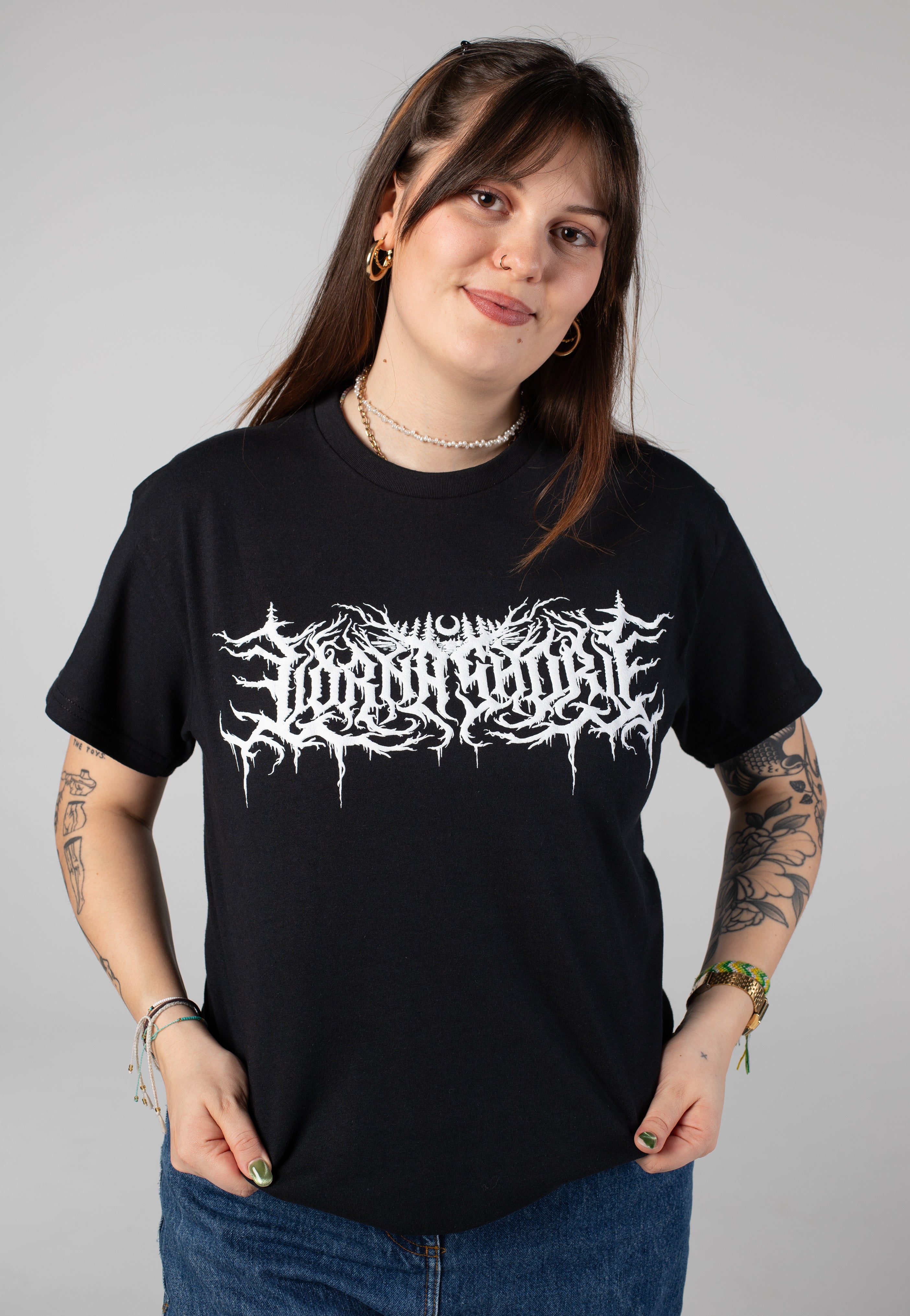 Lorna Shore - White Logo 3D Puff Print - T-Shirt | Women-Image