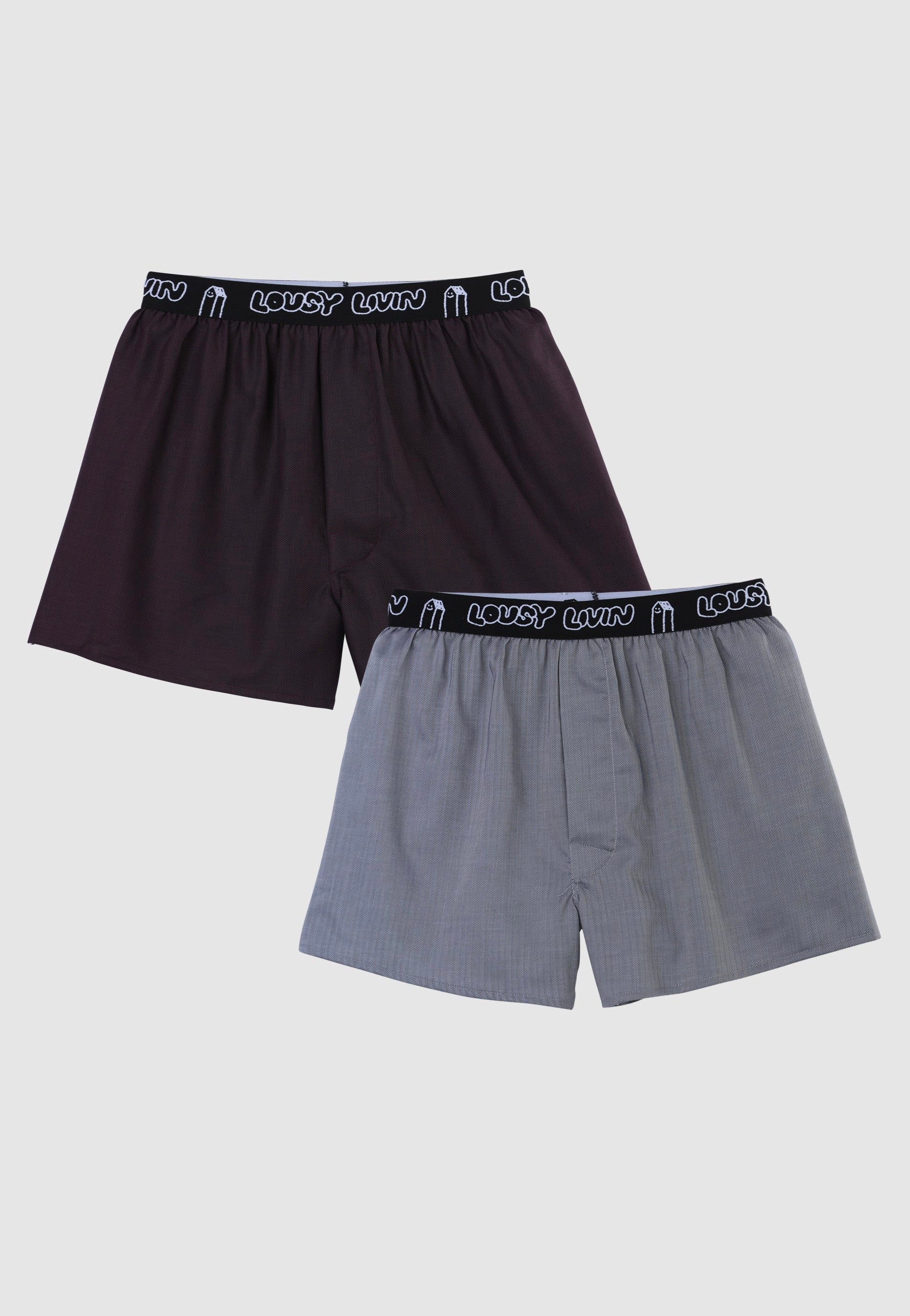 Lousy Livin - Boxerbriefs Pack Of 2 Herringbone Grey/Black - Boxershorts | Men-Image
