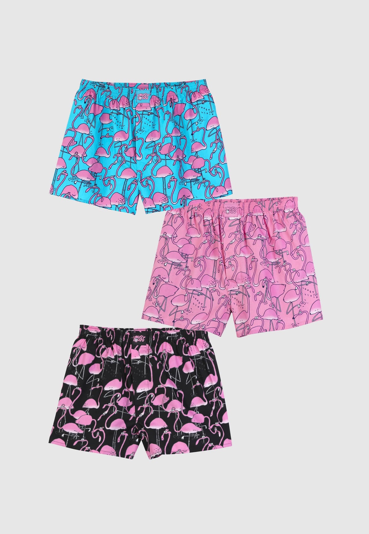 Lousy Livin Greater Flamingos Pack Of 3 Florida Boxershorts | Men-Image
