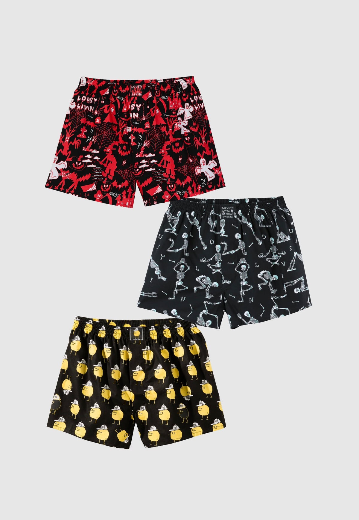 Lousy Livin Night Falls Pack Of 3 Black Boxershorts | Men-Image