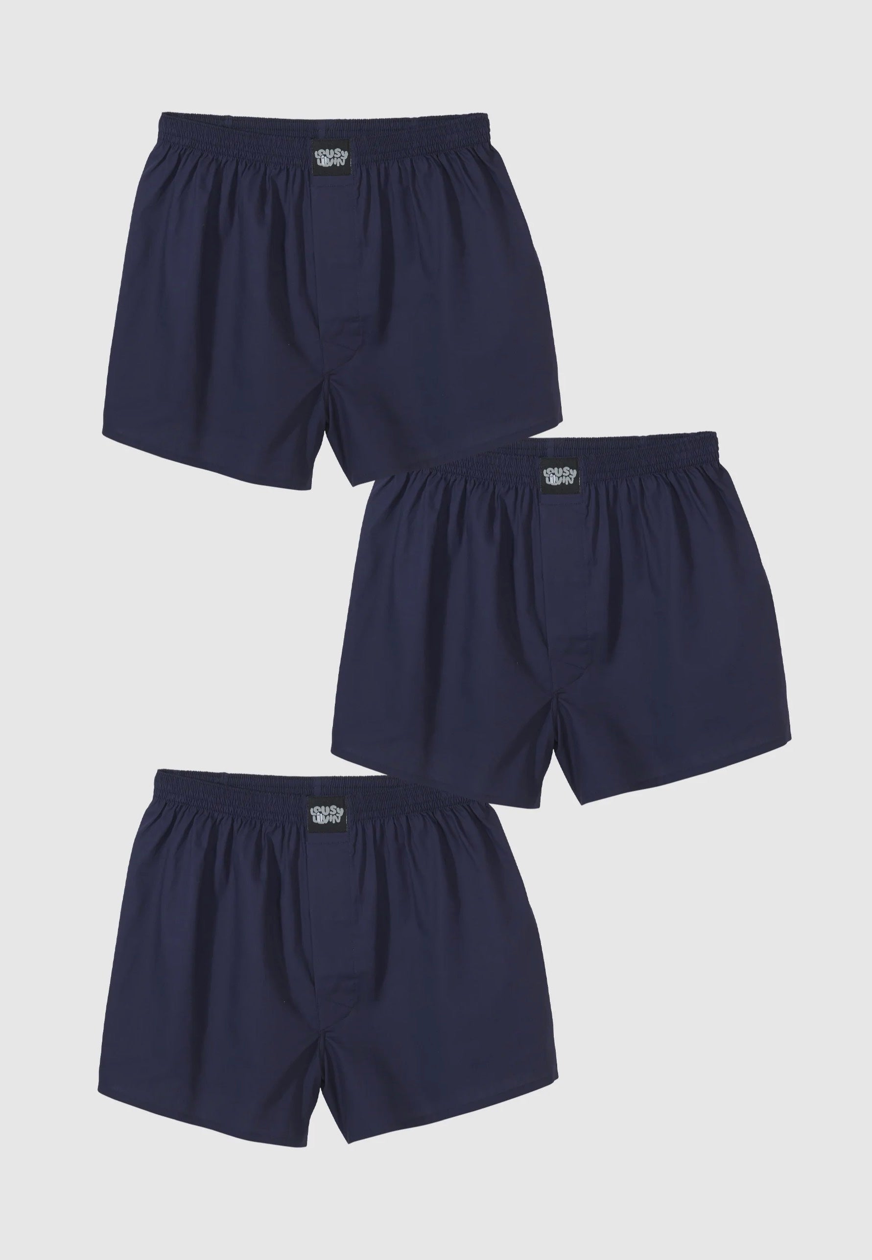 Lousy Livin - Plain Pack Of 3 Navy - Boxershorts | Men-Image